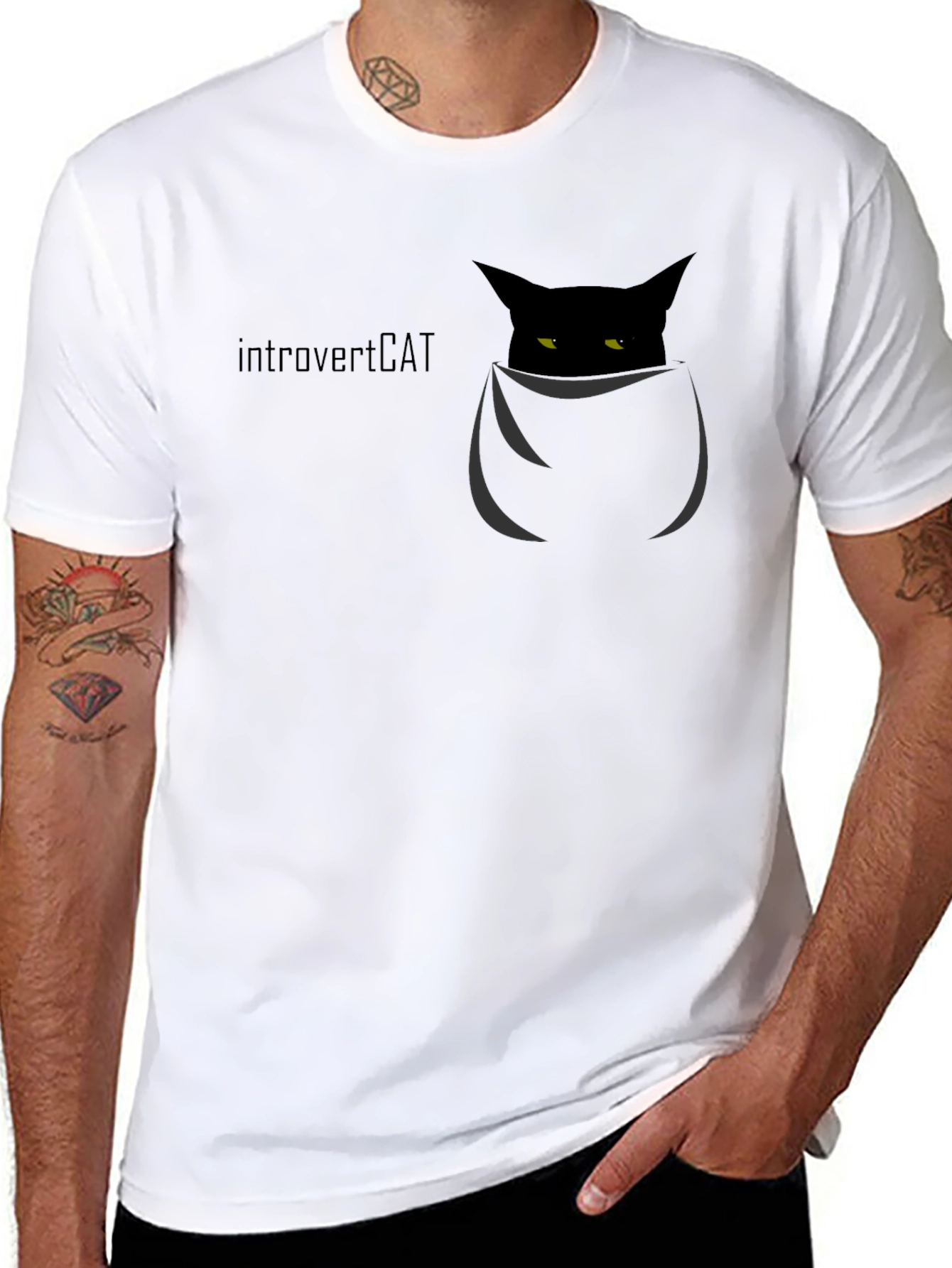 Introvert Cat Pocket T-Shirt