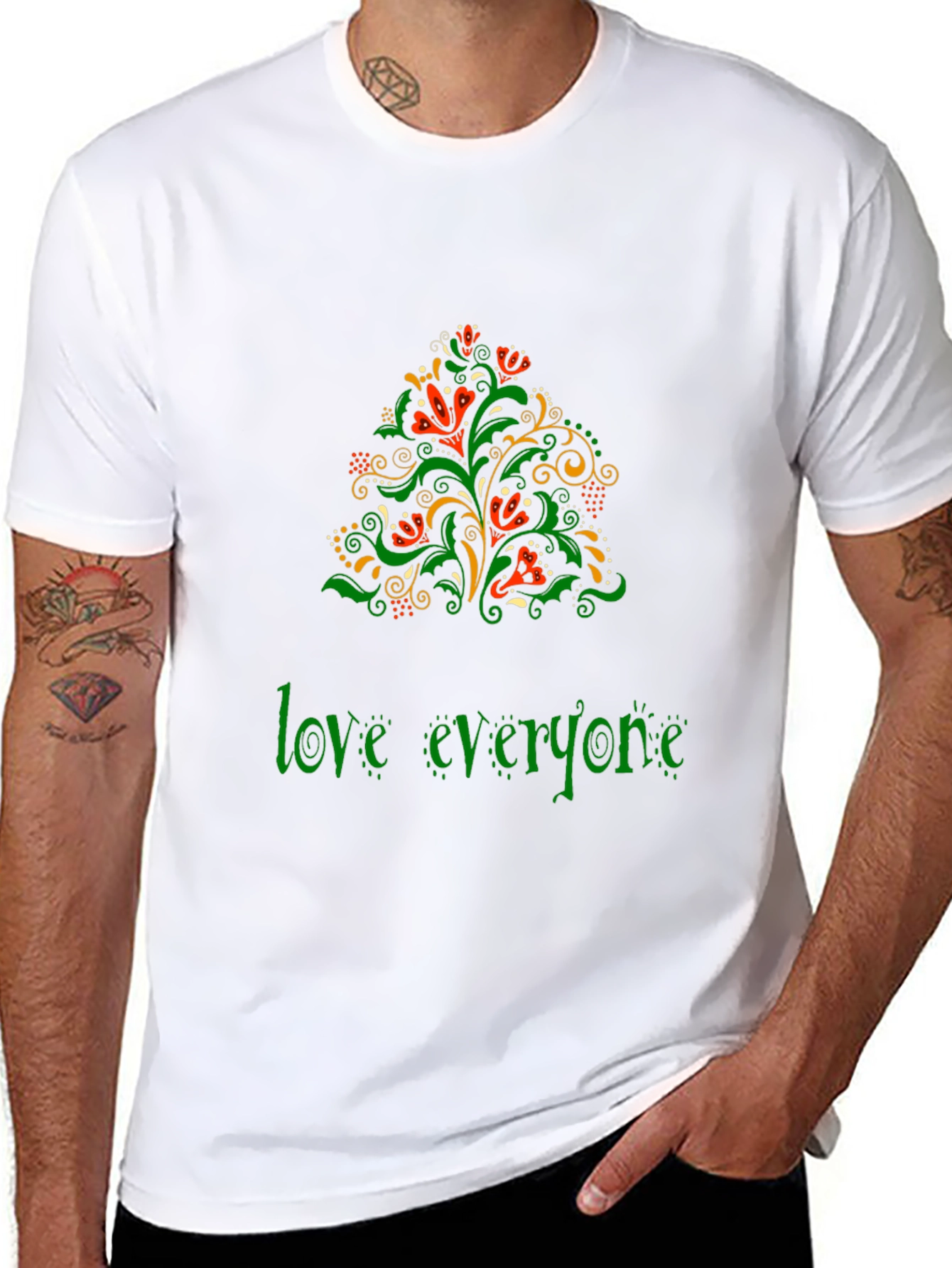 Love Everyone Floral Graphic Tee - Black