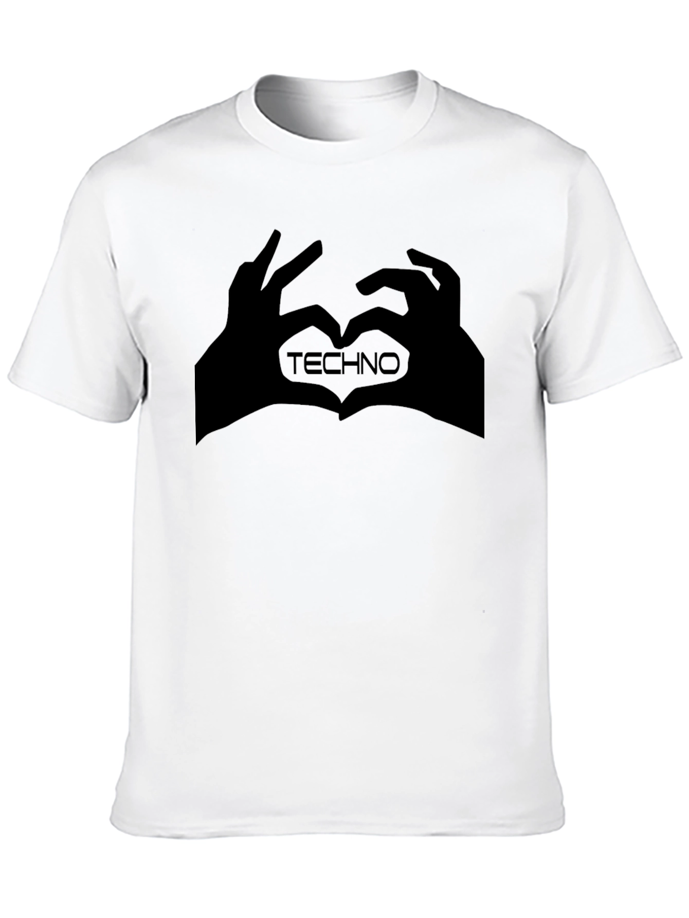 Techno Music Heart Hands Graphic Tee