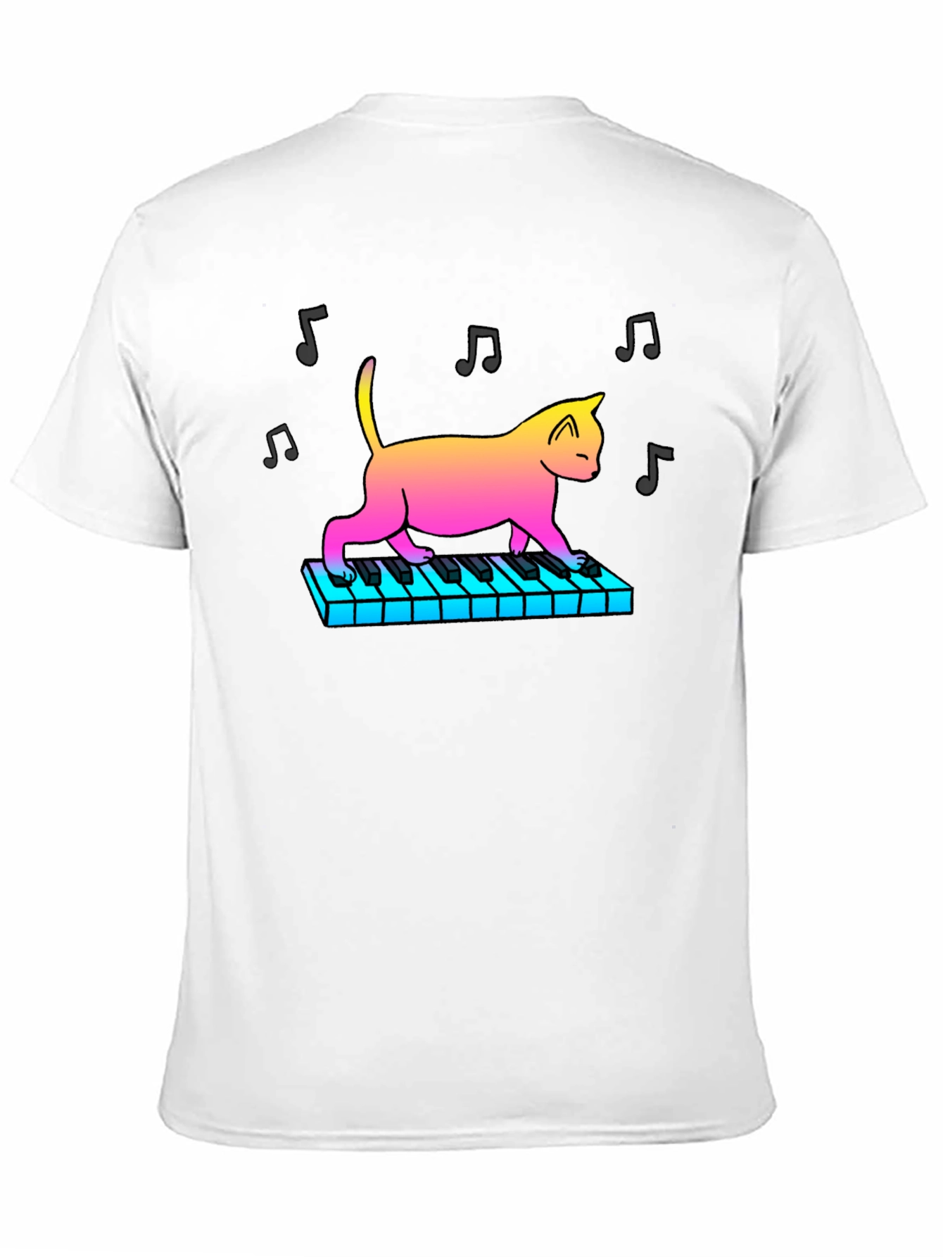 Cat Playing Piano Graphic T-Shirt