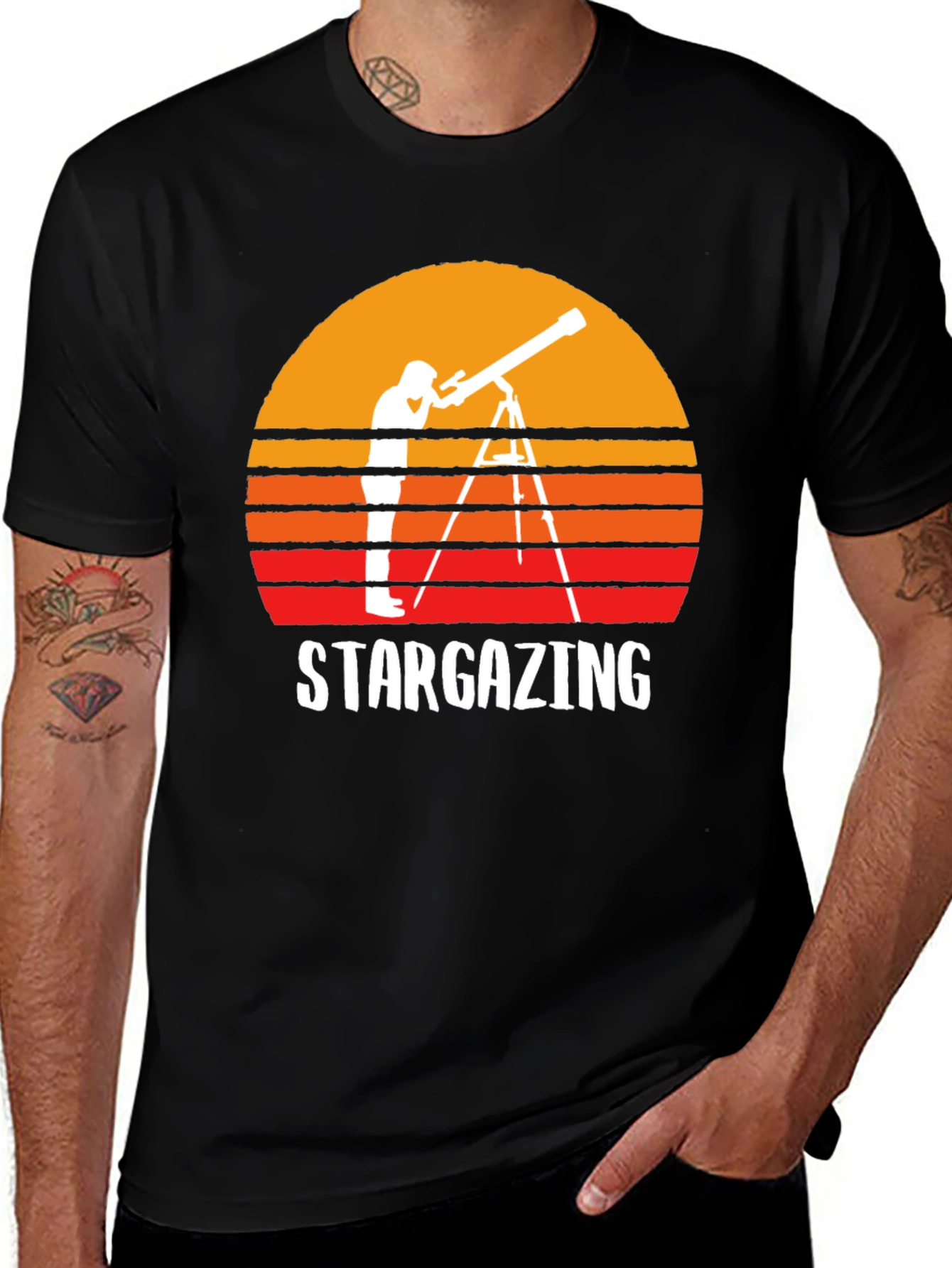 Stargazing Graphic Tee - Retro Sunset Design