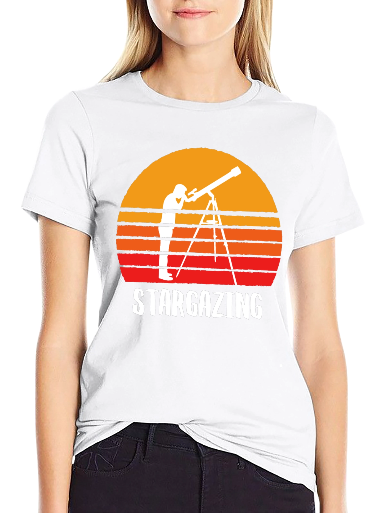 Stargazing Graphic Tee - Retro Sunset Design