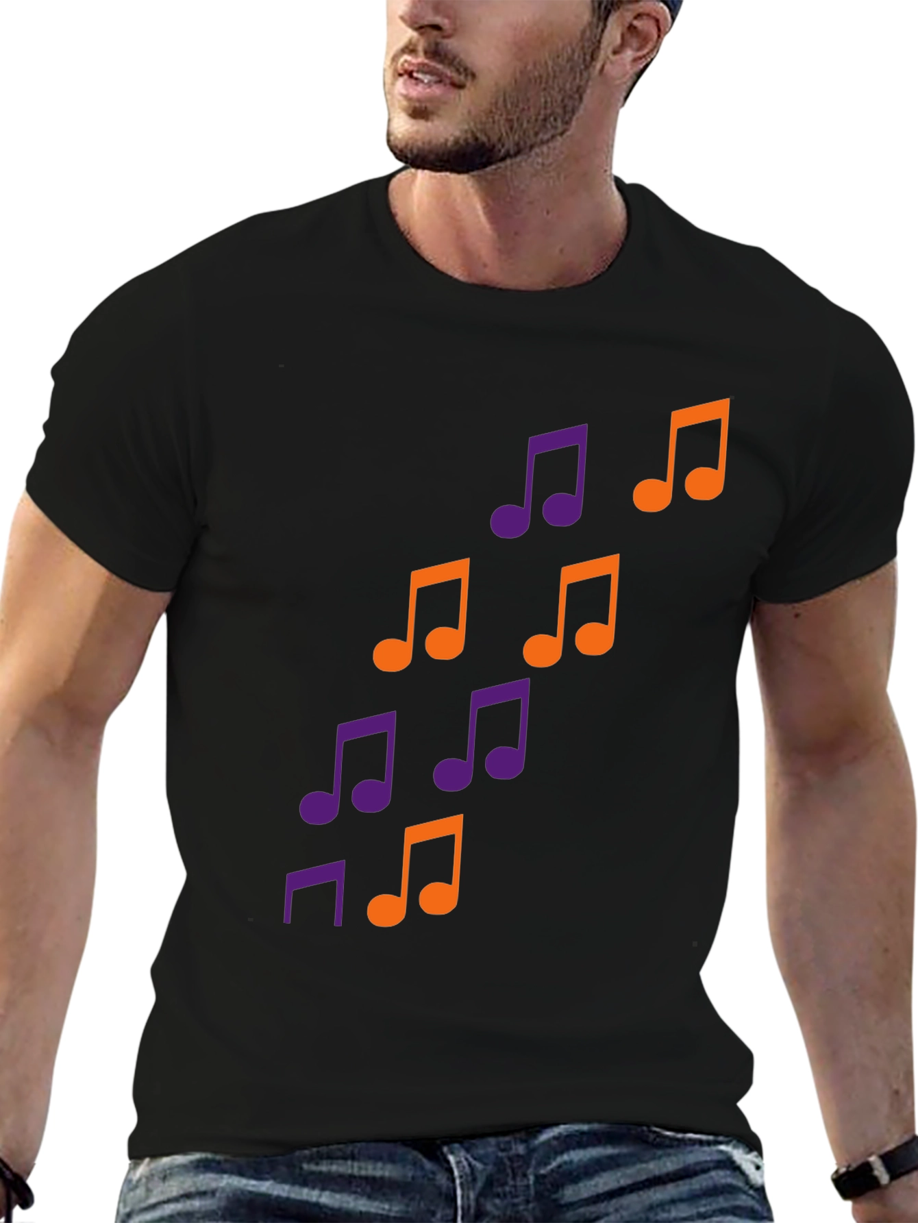 Musical Note Graphic Tee - Trendy Black T-Shirt