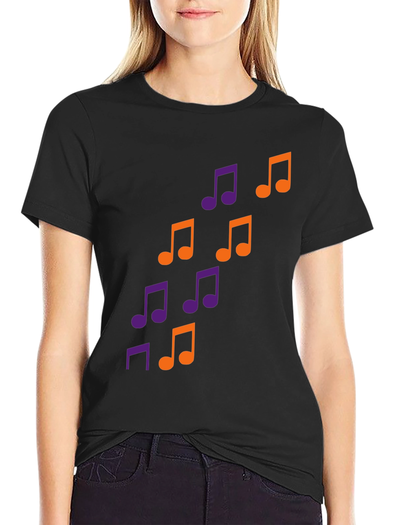 Musical Note Graphic Tee - Trendy Black T-Shirt