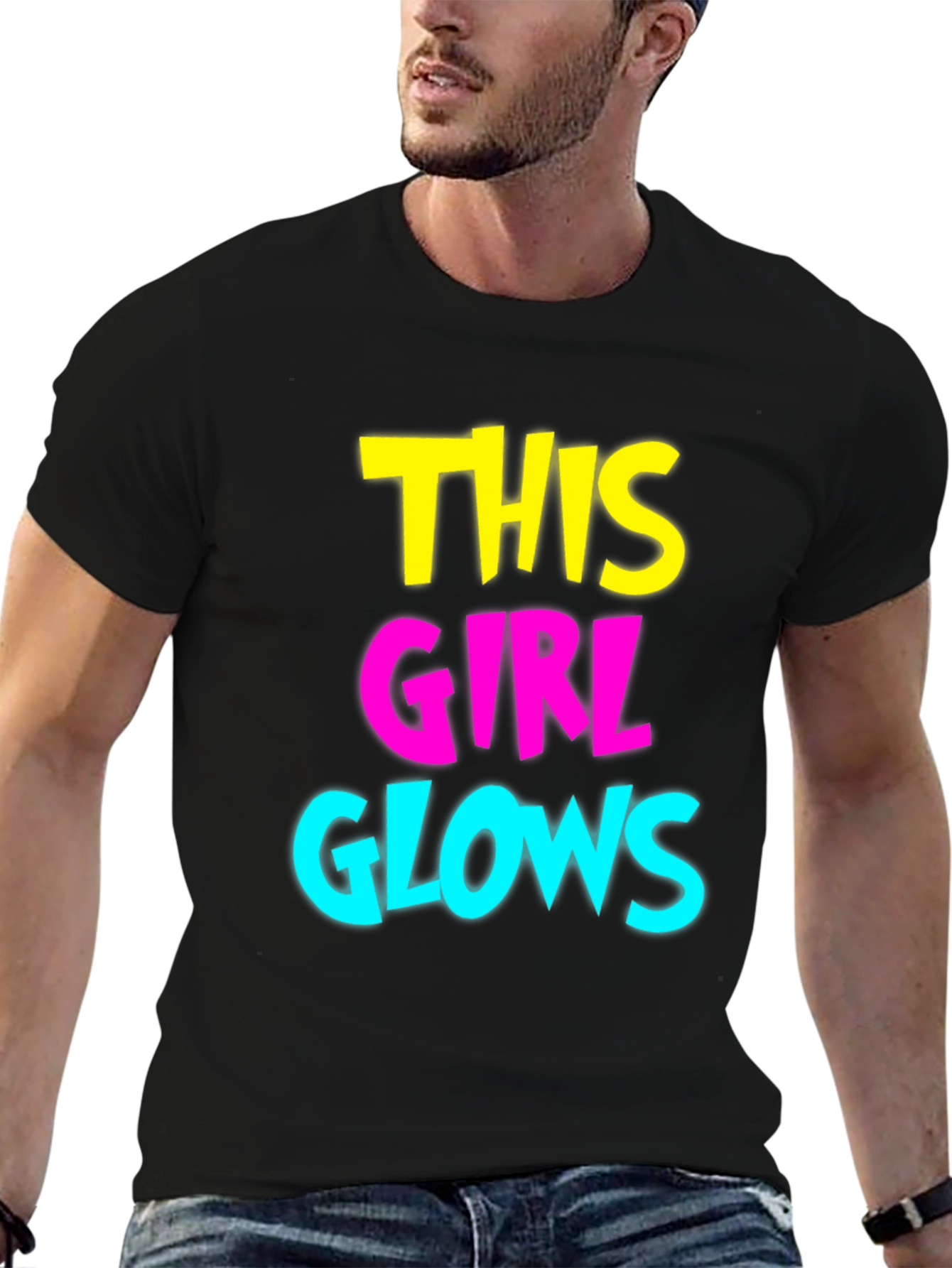 This Girl Glows Graphic Tee - Black