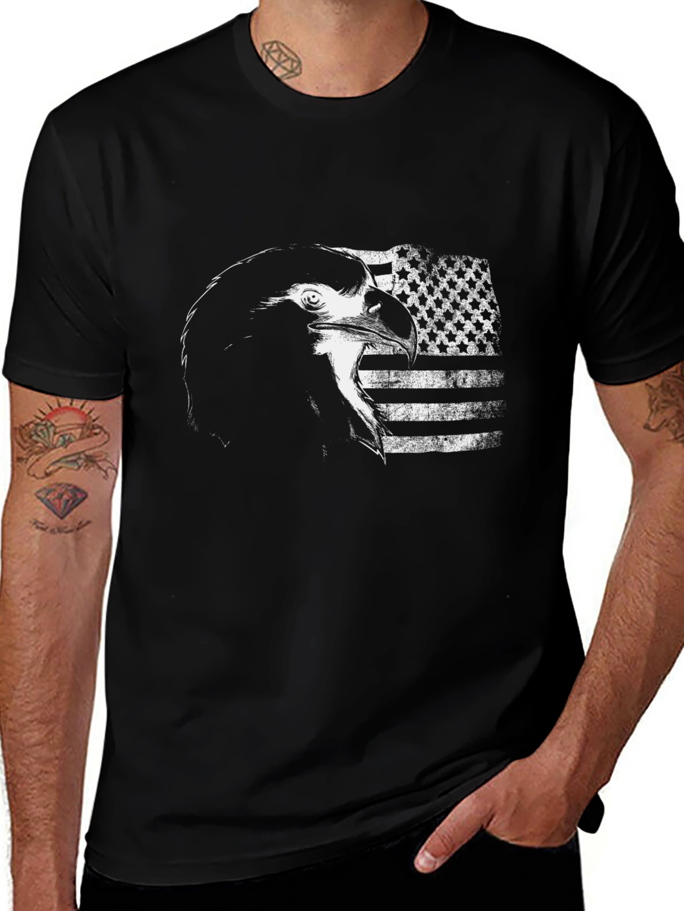 American Eagle Flag Graphic Black T-Shirt