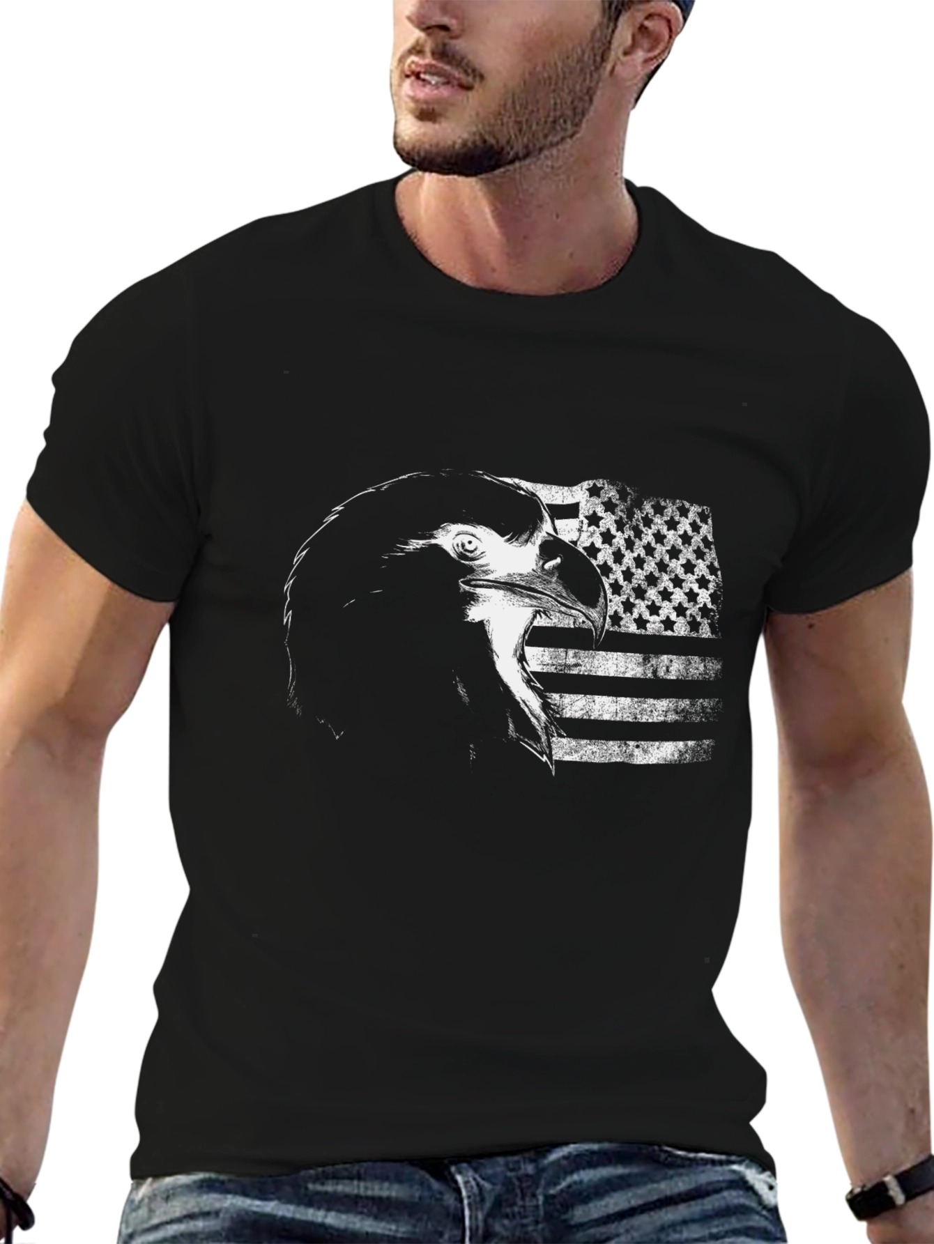 American Eagle Flag Graphic Black T-Shirt