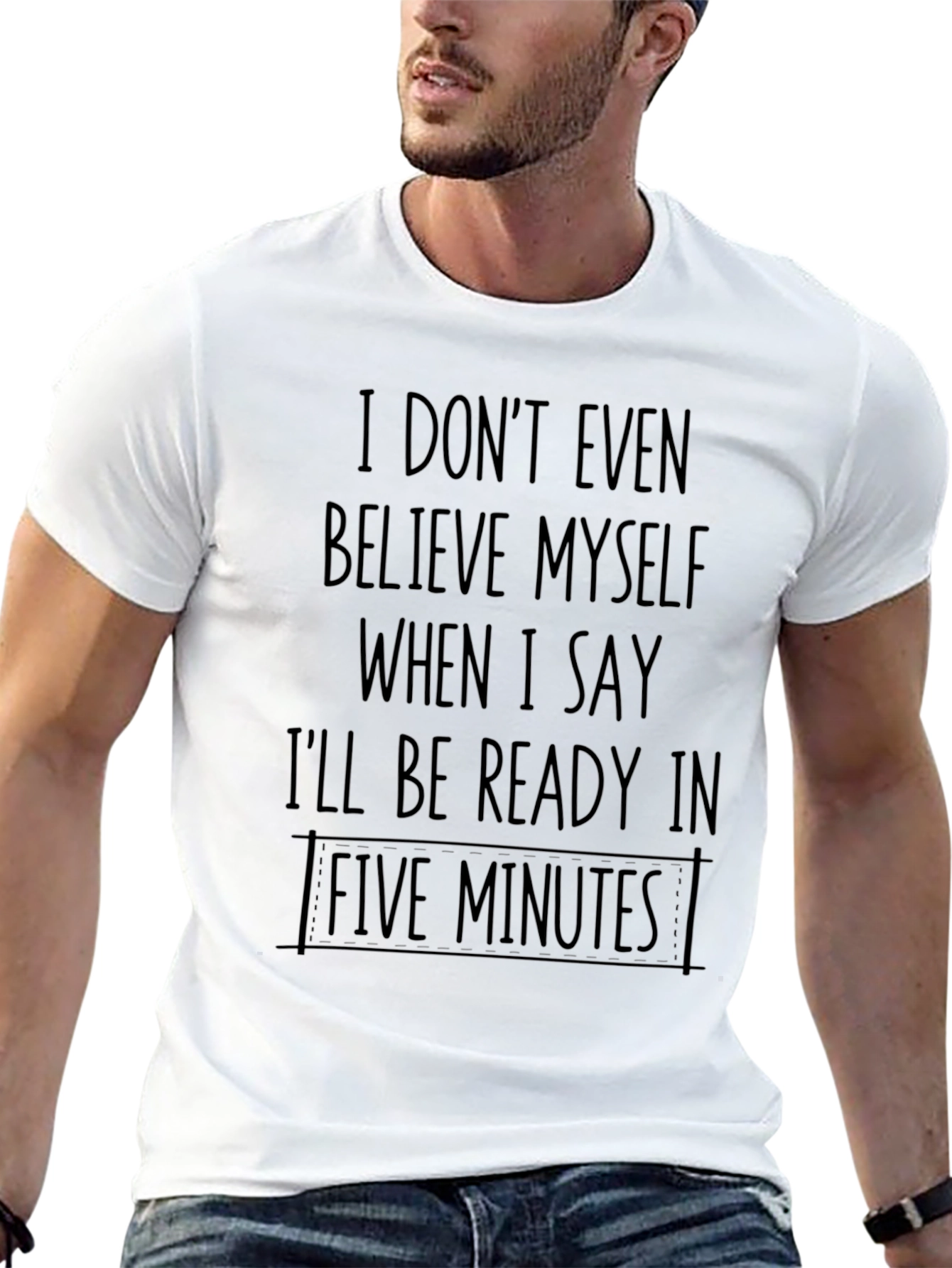 Funny Five Minutes Mens Black Graphic Tee