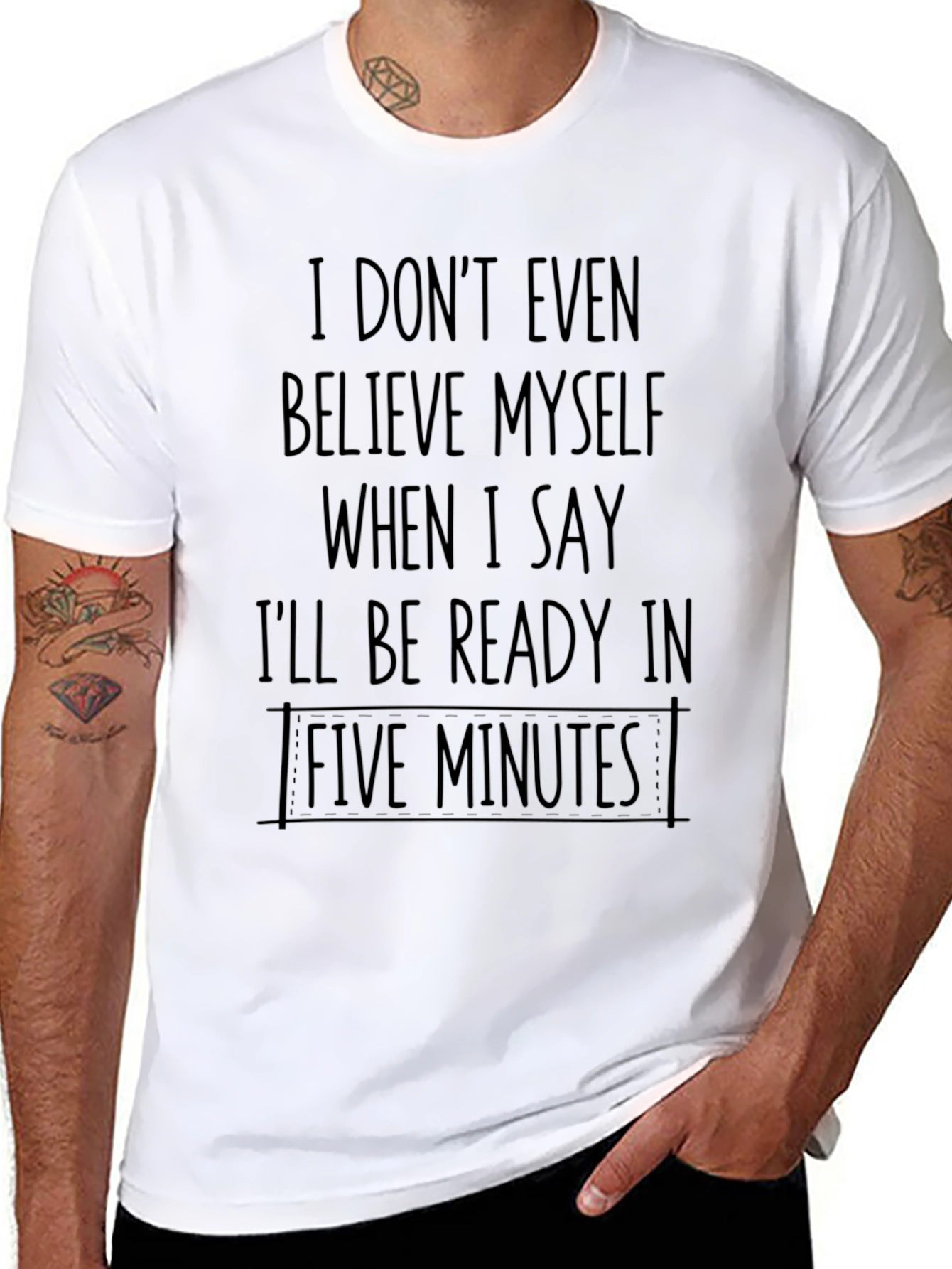 Funny Five Minutes Mens Black Graphic Tee