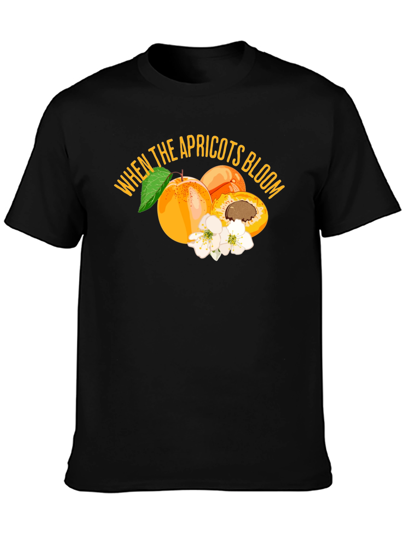 Apricot Bloom Graphic Tee - Stylish Fruit Design T-Shirt