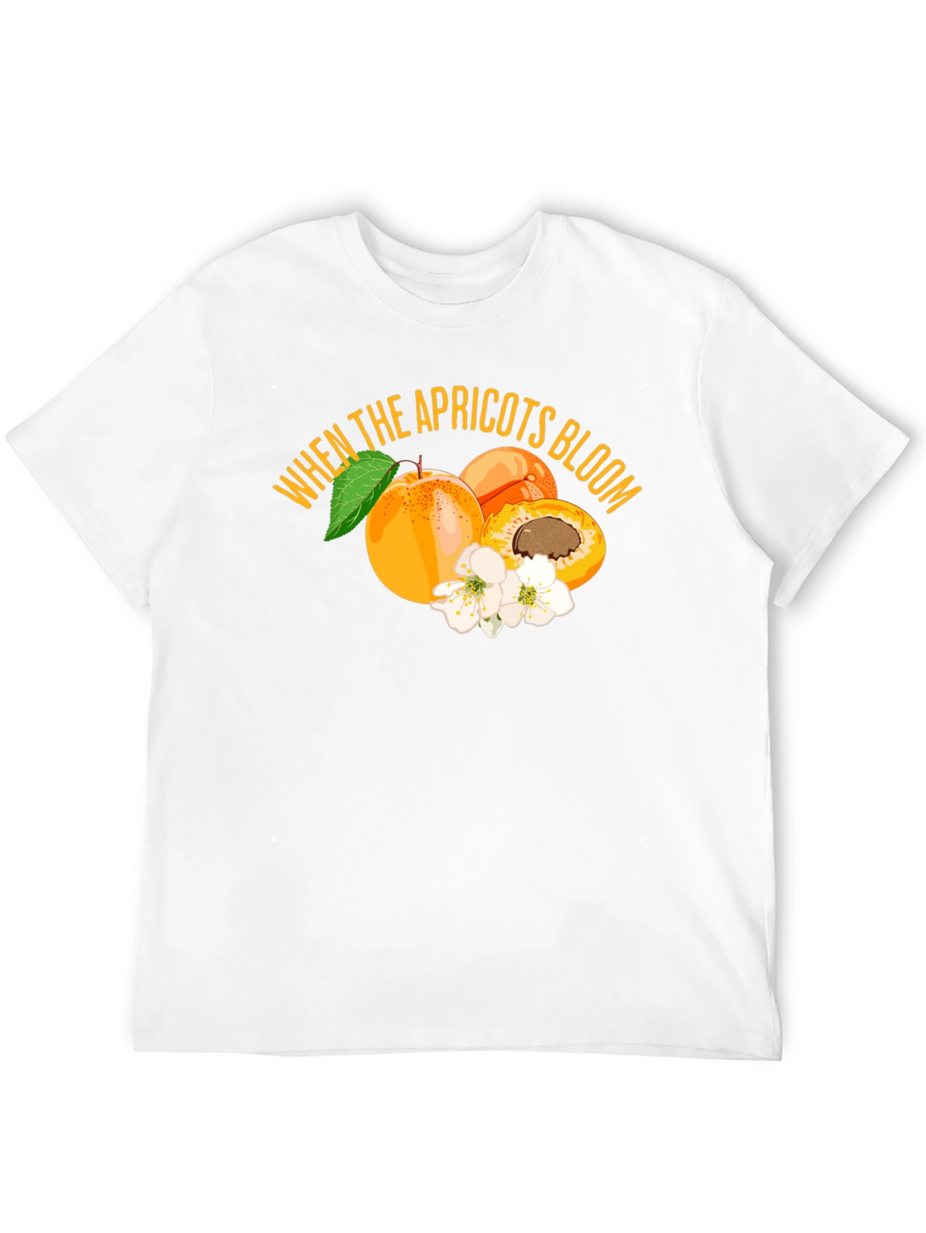 Apricot Bloom Graphic Tee - Stylish Fruit Design T-Shirt