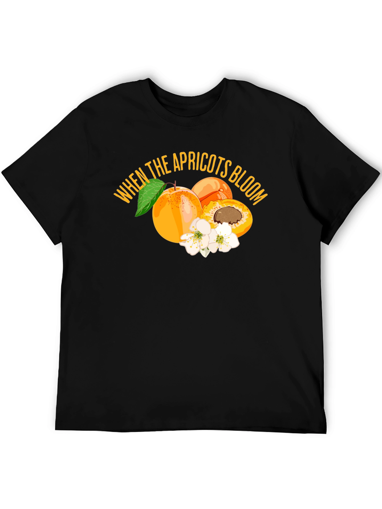 Apricot Bloom Graphic Tee - Stylish Fruit Design T-Shirt