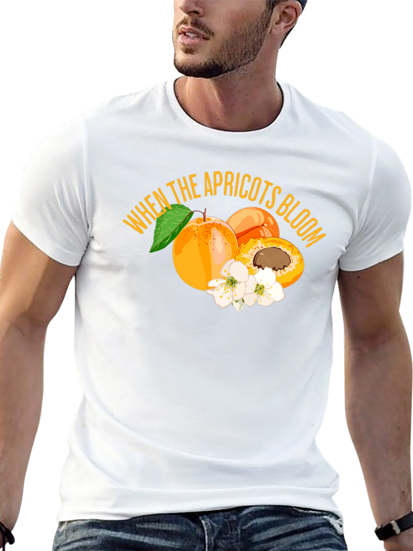 Apricot Bloom Graphic Tee - Stylish Fruit Design T-Shirt