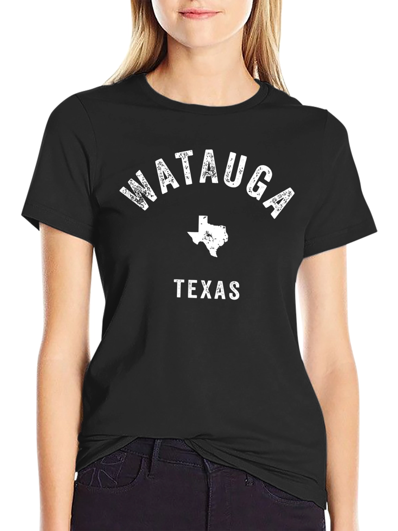 Watauga Texas T-Shirt Black Cotton Graphic Tee