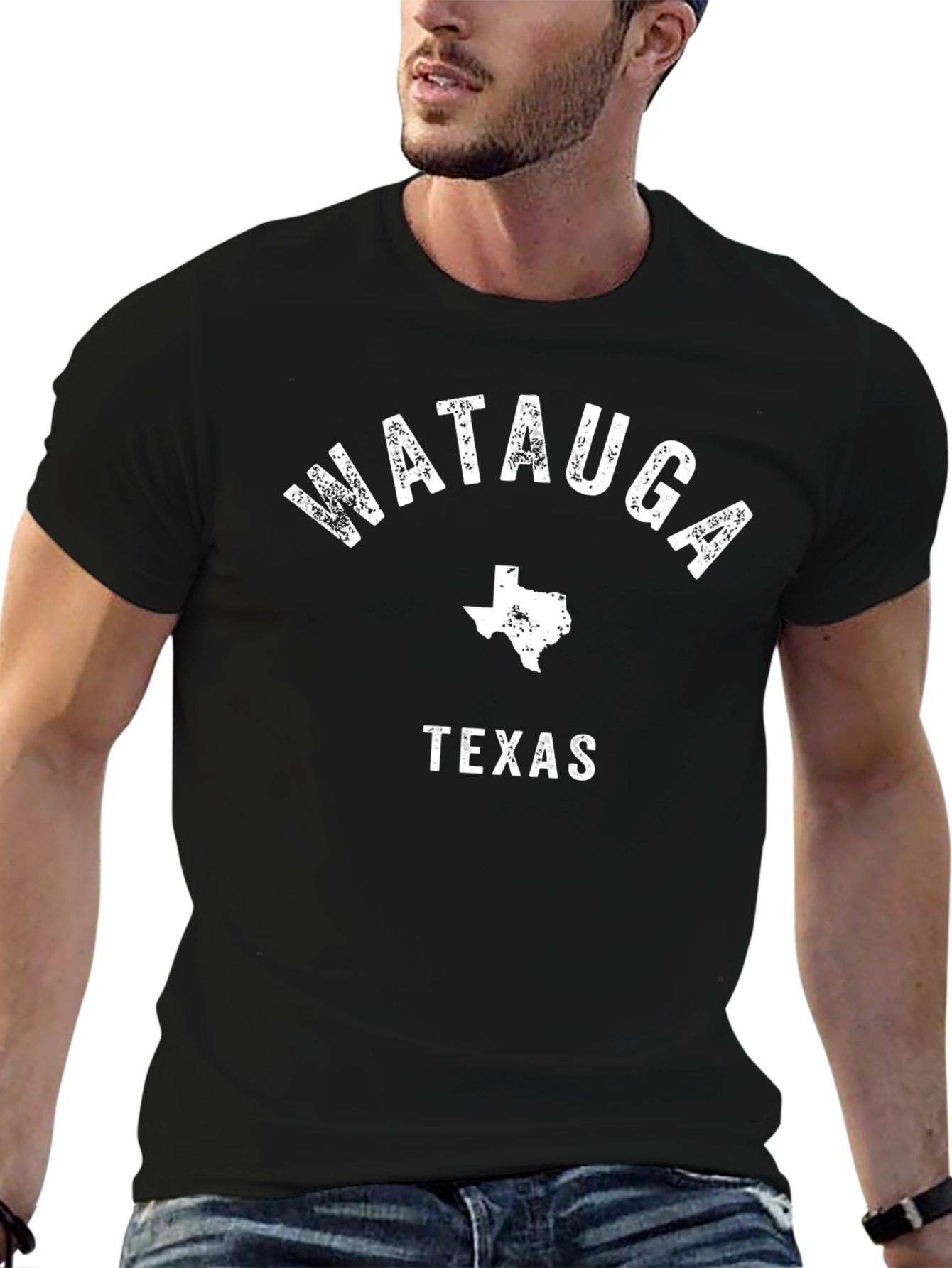 Watauga Texas T-Shirt Black Cotton Graphic Tee
