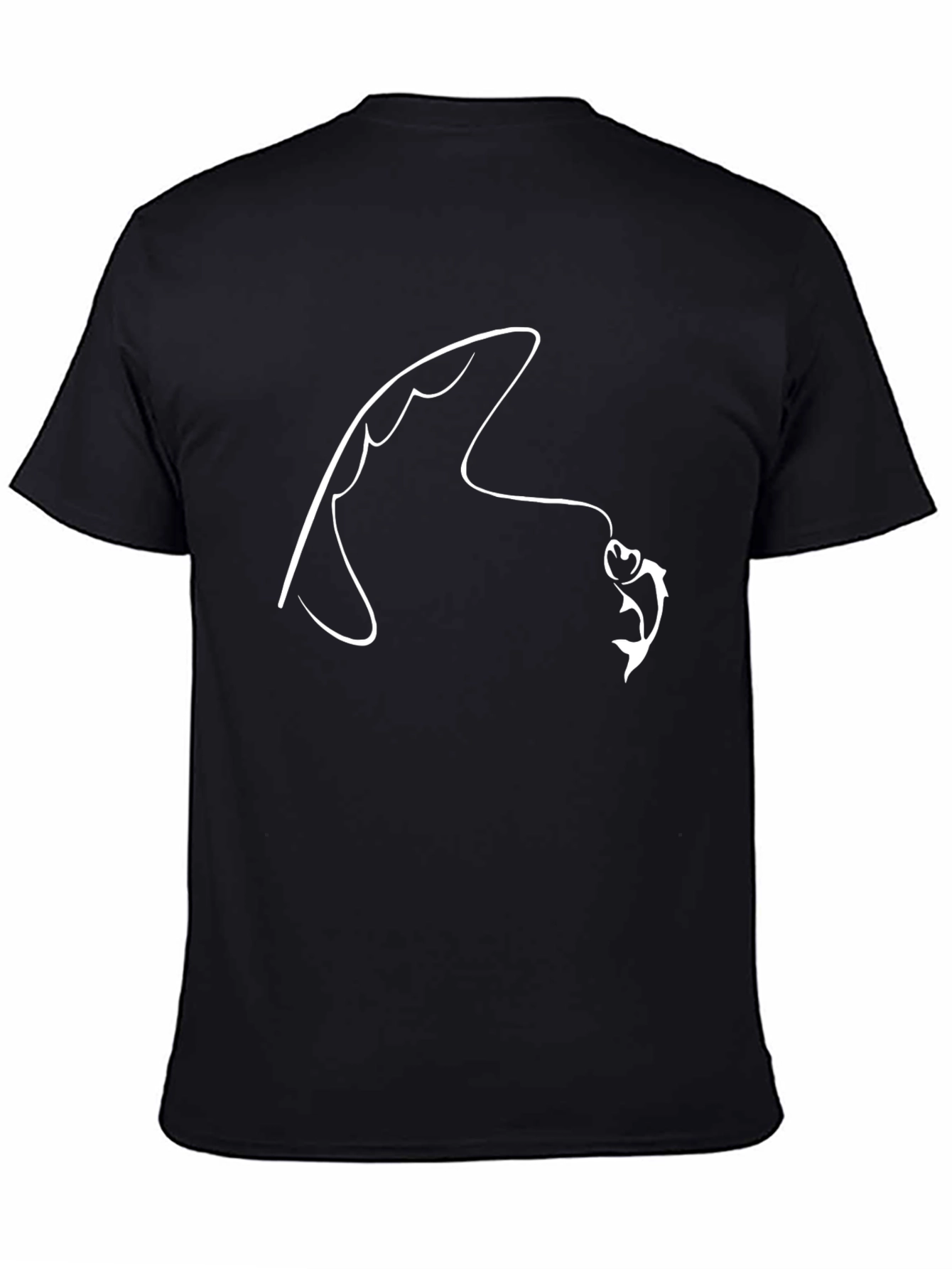 Fishing Hook Graphic Tee - Black Cotton T-Shirt