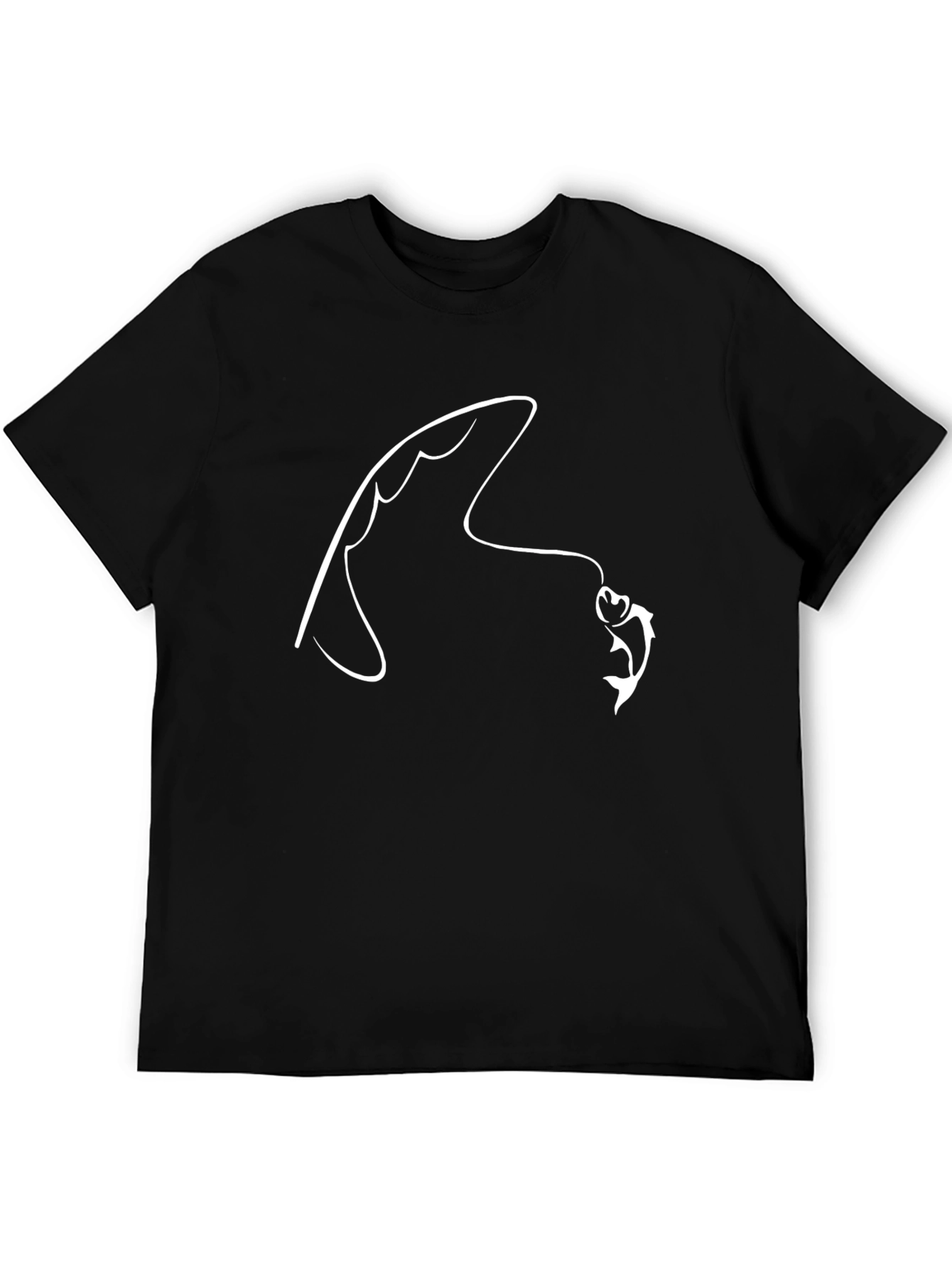 Fishing Hook Graphic Tee - Black Cotton T-Shirt