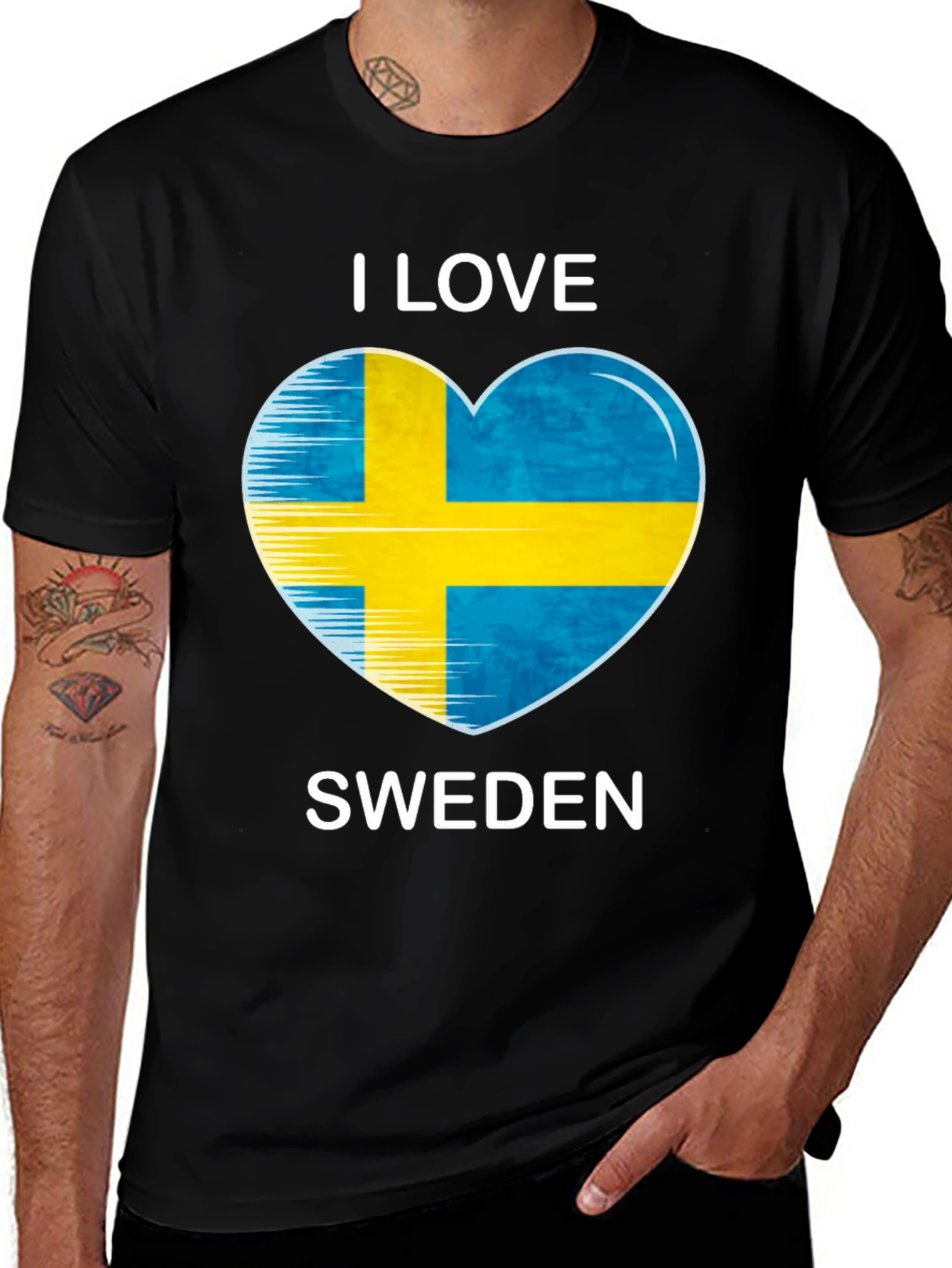 I Love Sweden Flag Heart T-Shirt