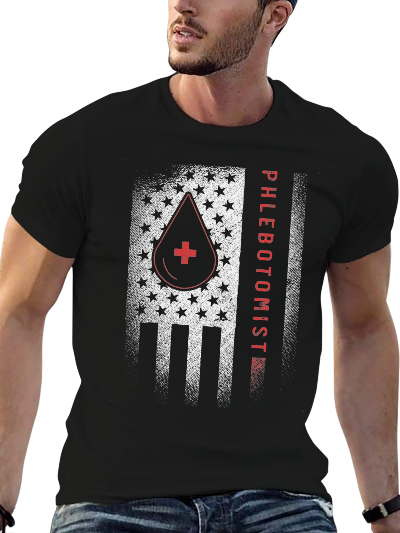 Phlebotomist American Flag T-Shirt