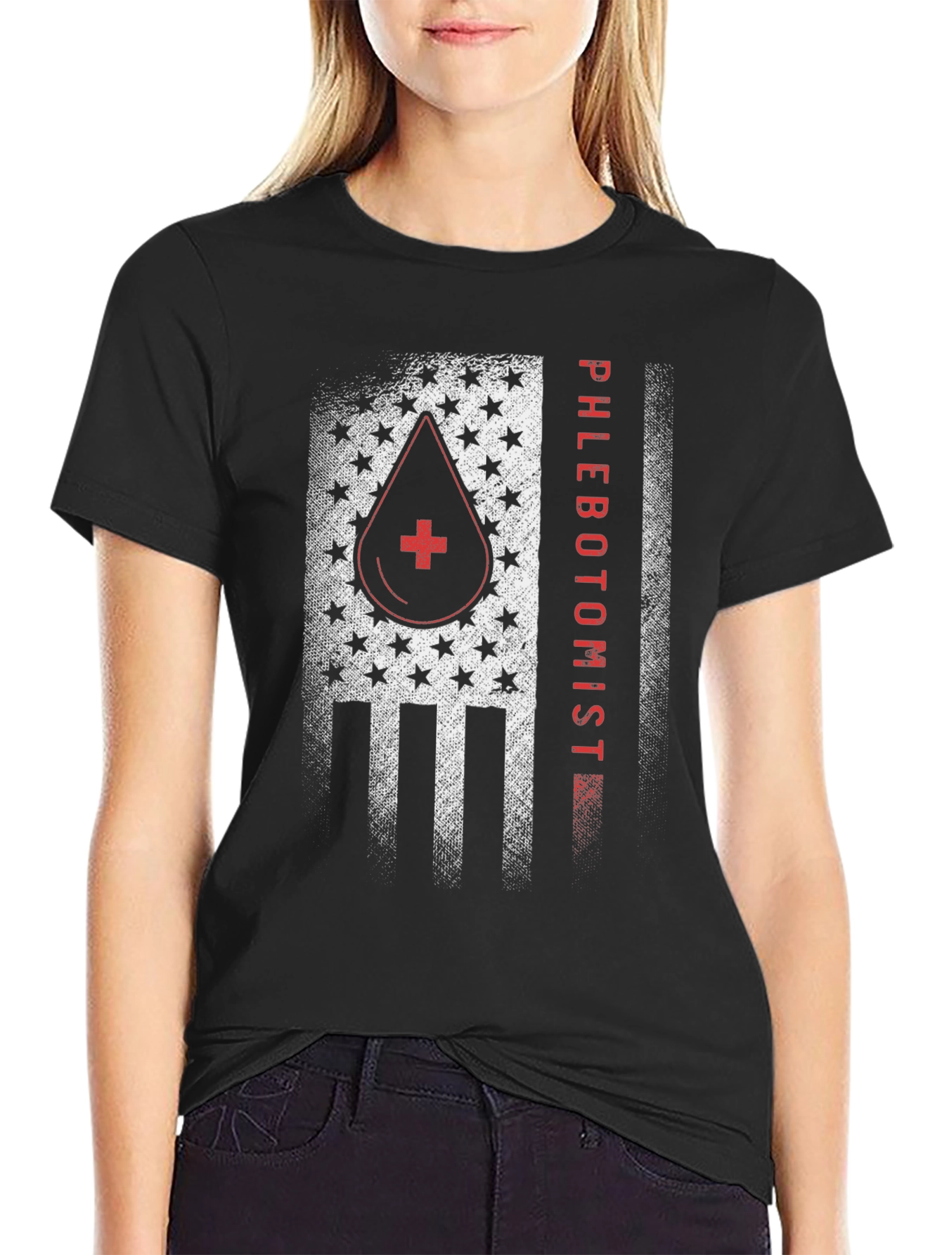 Phlebotomist American Flag T-Shirt