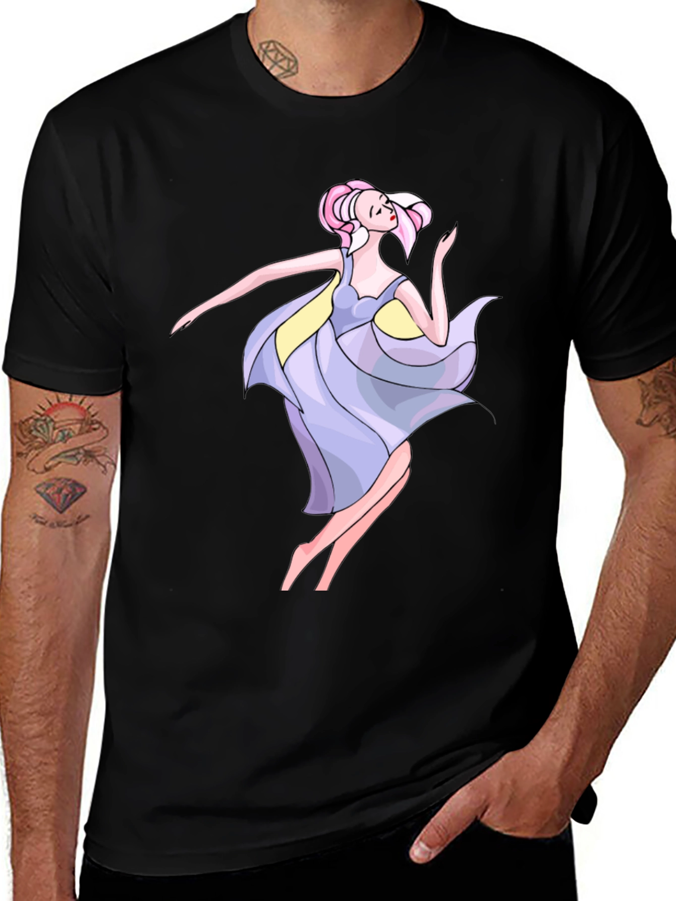 Dancing Woman Graphic Black Tee