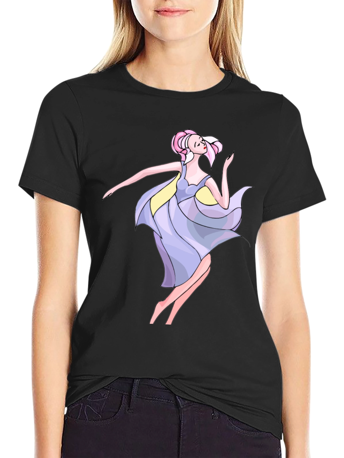 Dancing Woman Graphic Black Tee