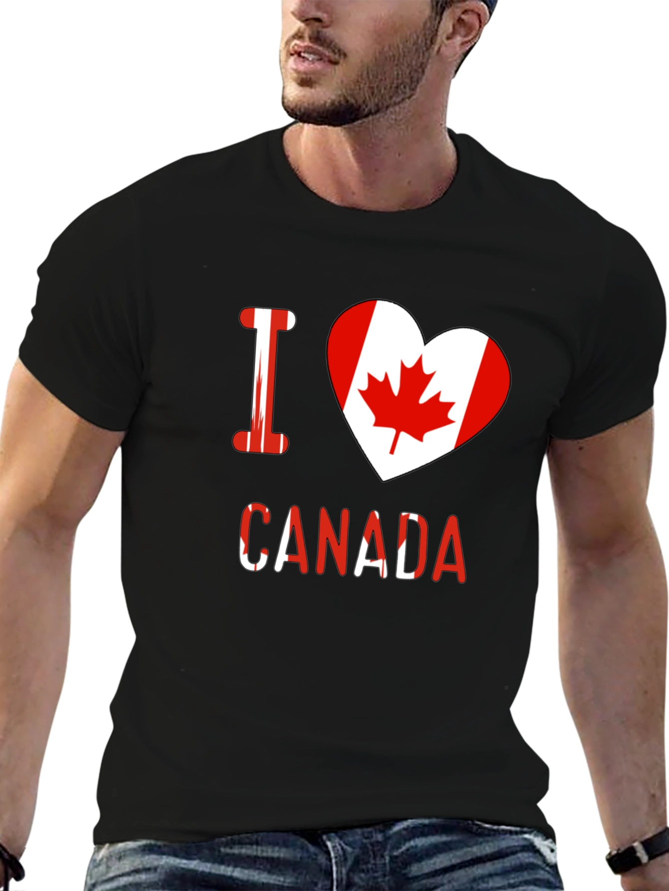 I Heart Canada T-Shirt - Black Crew Neck