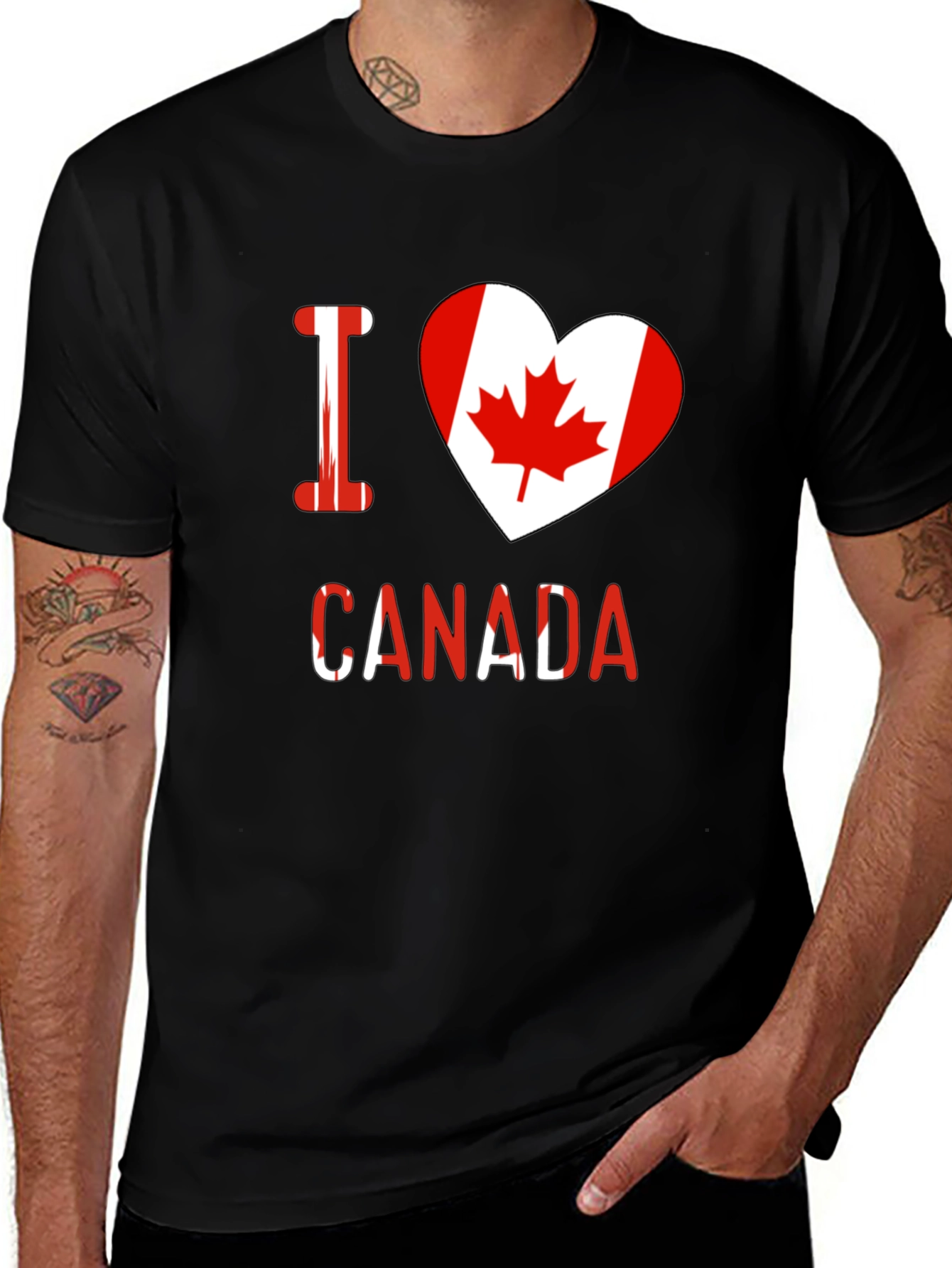I Heart Canada T-Shirt - Black Crew Neck