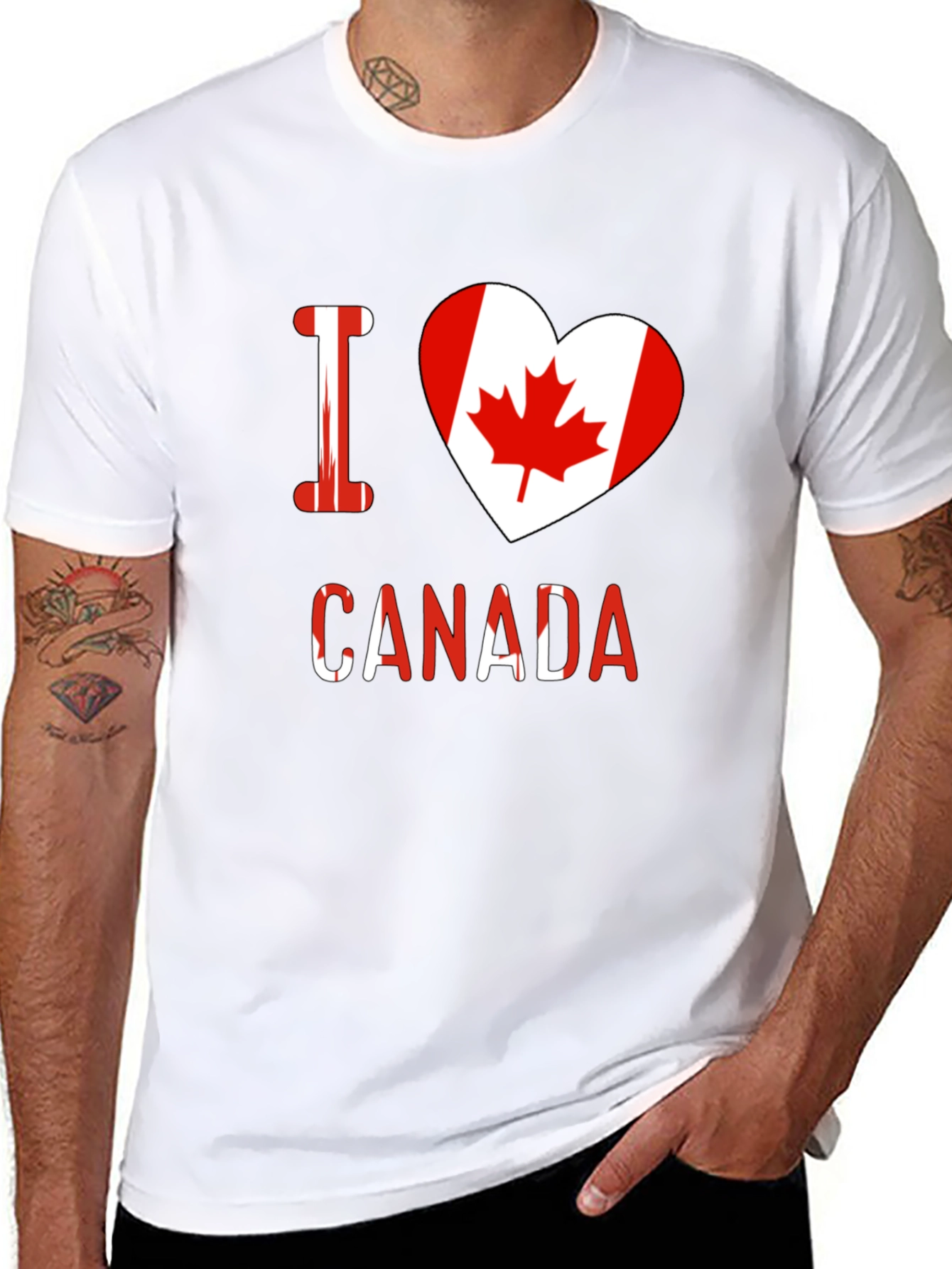 I Heart Canada T-Shirt - Black Crew Neck