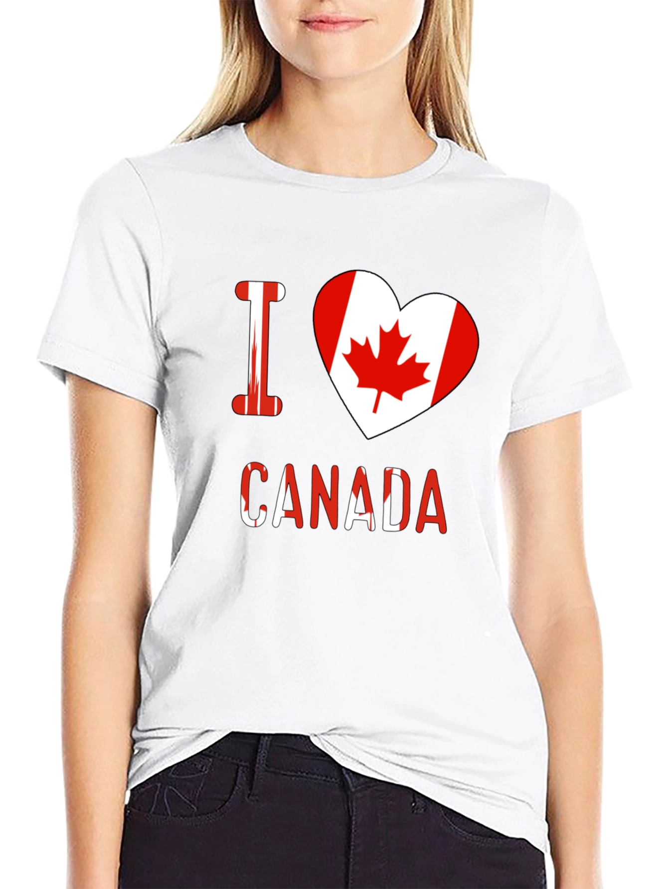 I Heart Canada T-Shirt - Black Crew Neck