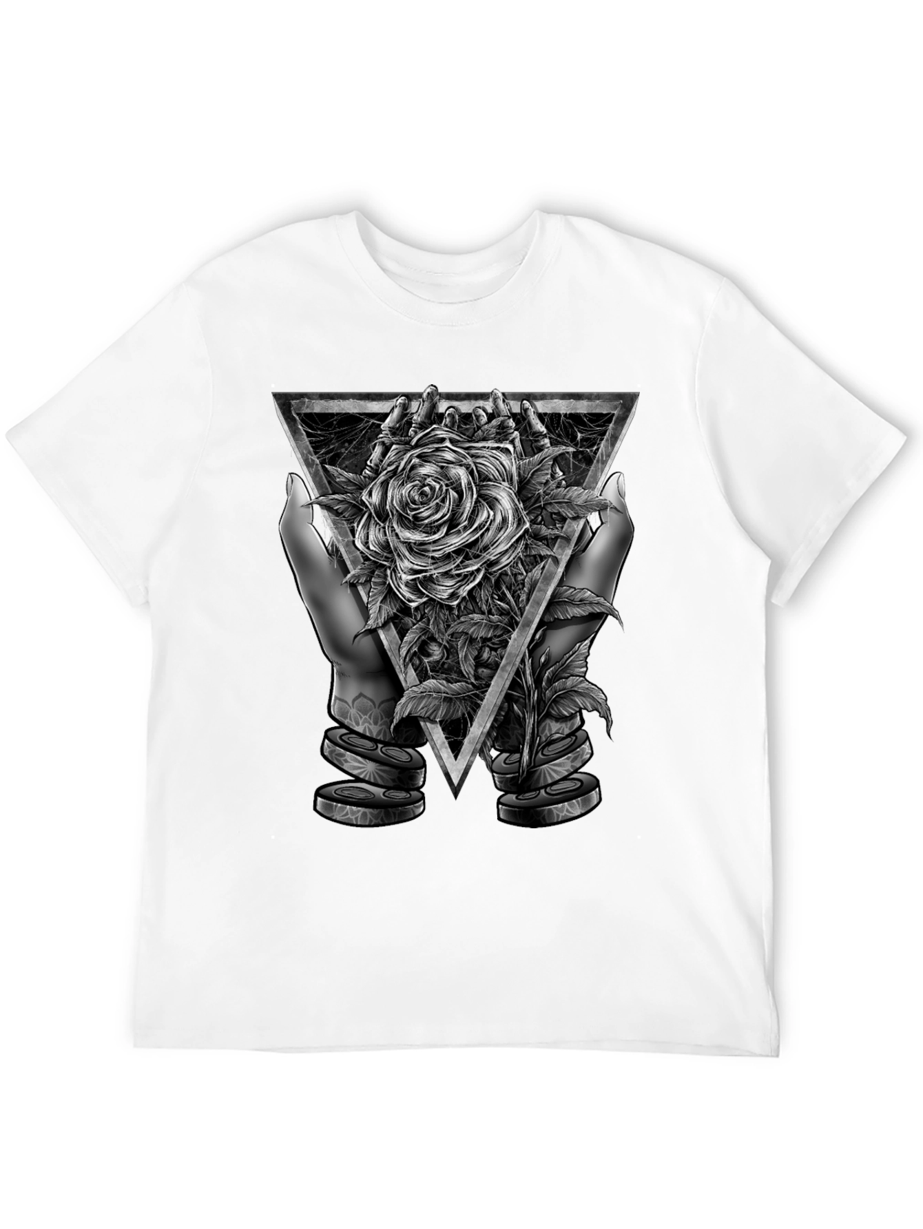 Rose & Triangle Graphic Print T-Shirt