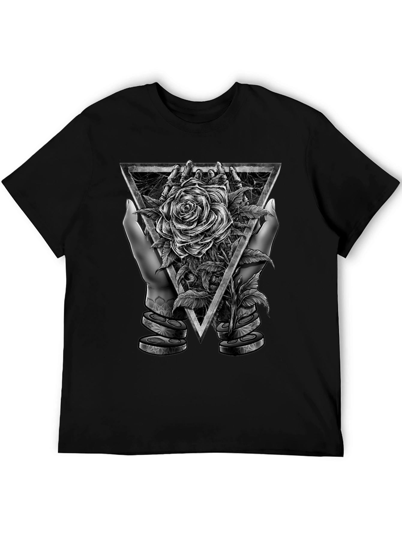 Rose & Triangle Graphic Print T-Shirt