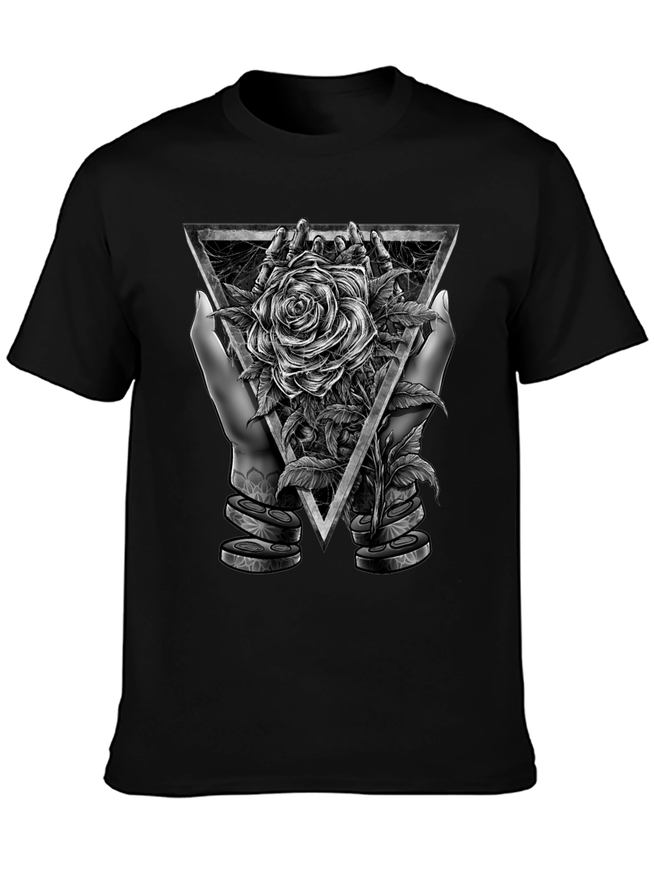 Rose & Triangle Graphic Print T-Shirt