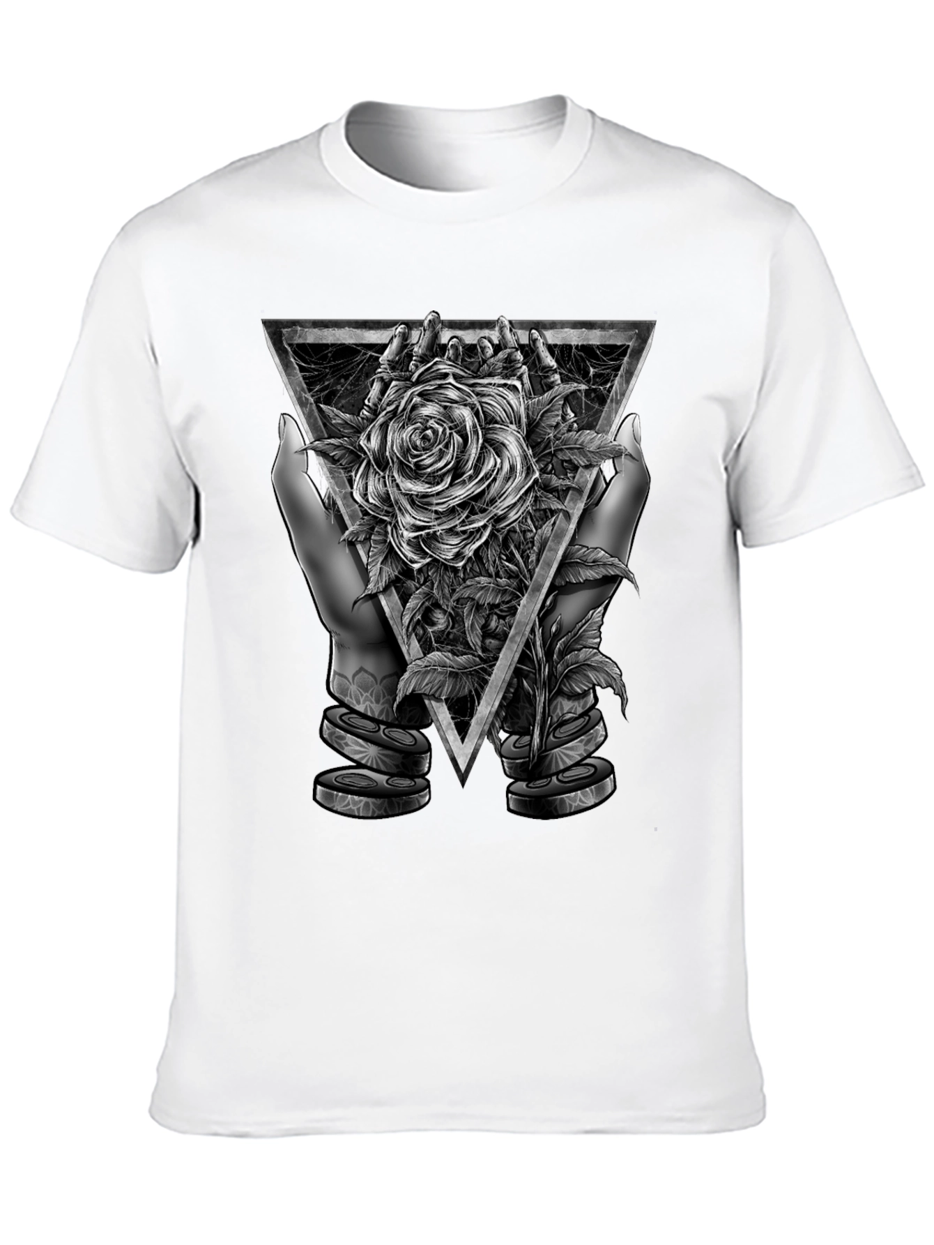 Rose & Triangle Graphic Print T-Shirt