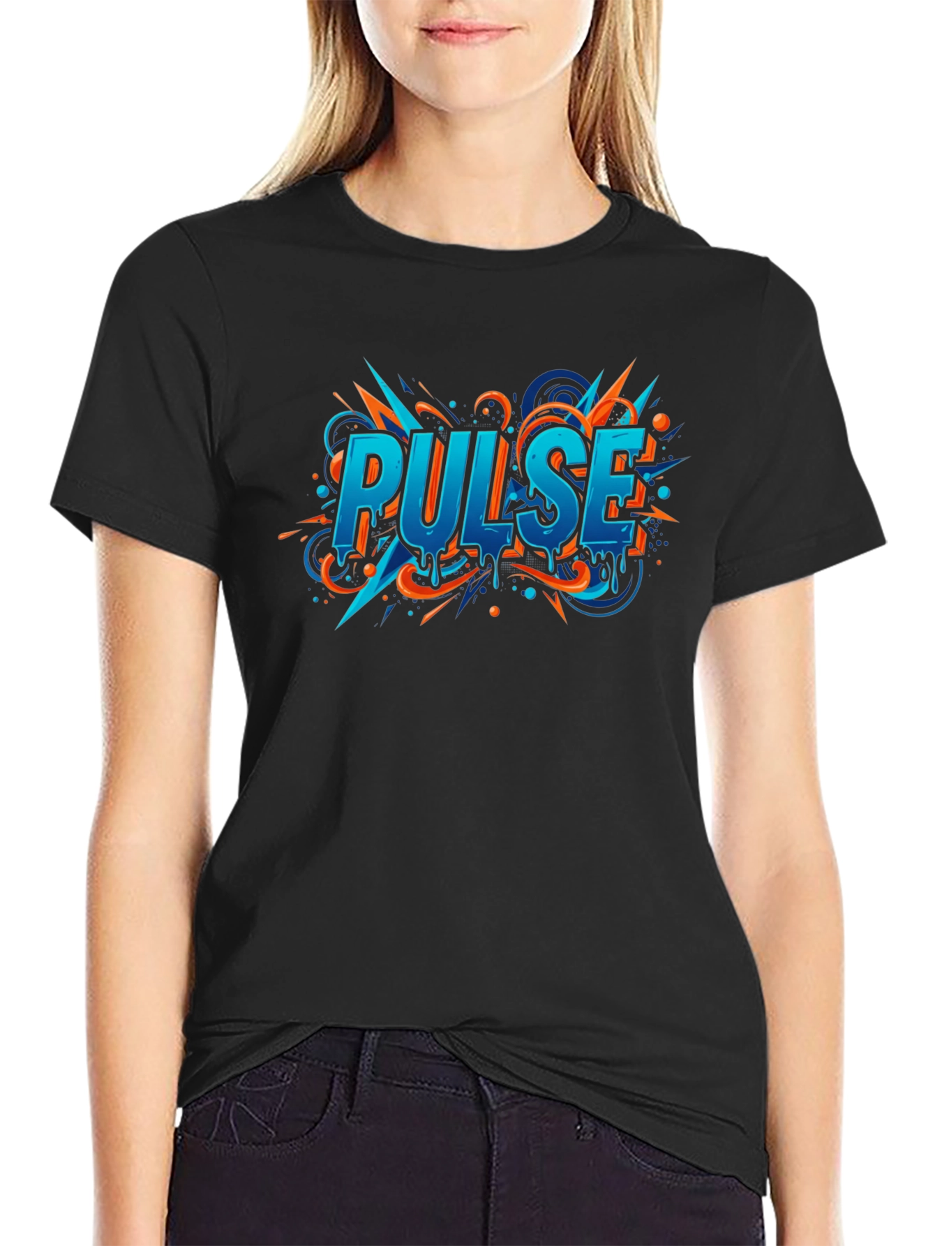 Pulse Graphic Print Black T-Shirt