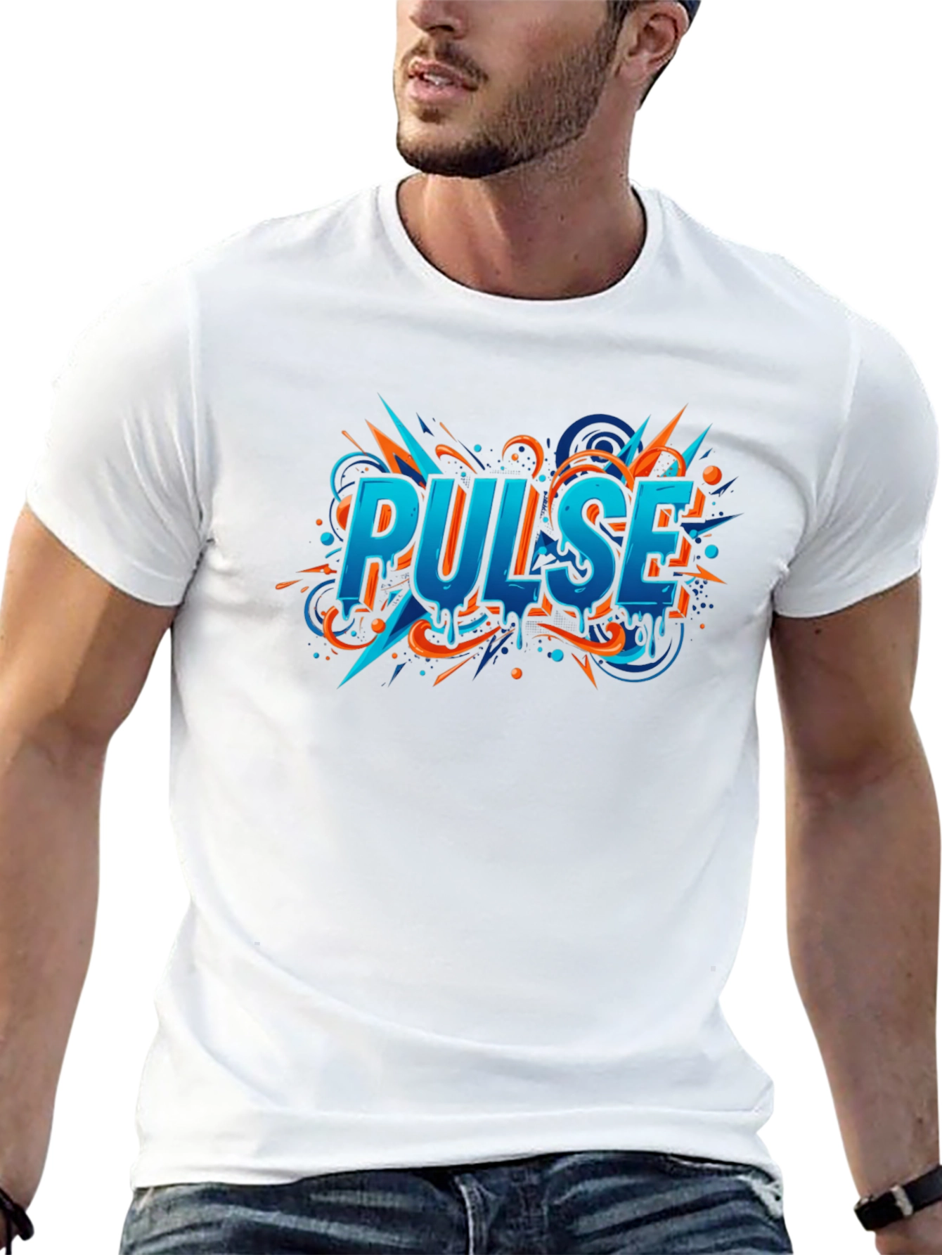 Pulse Graphic Print Black T-Shirt