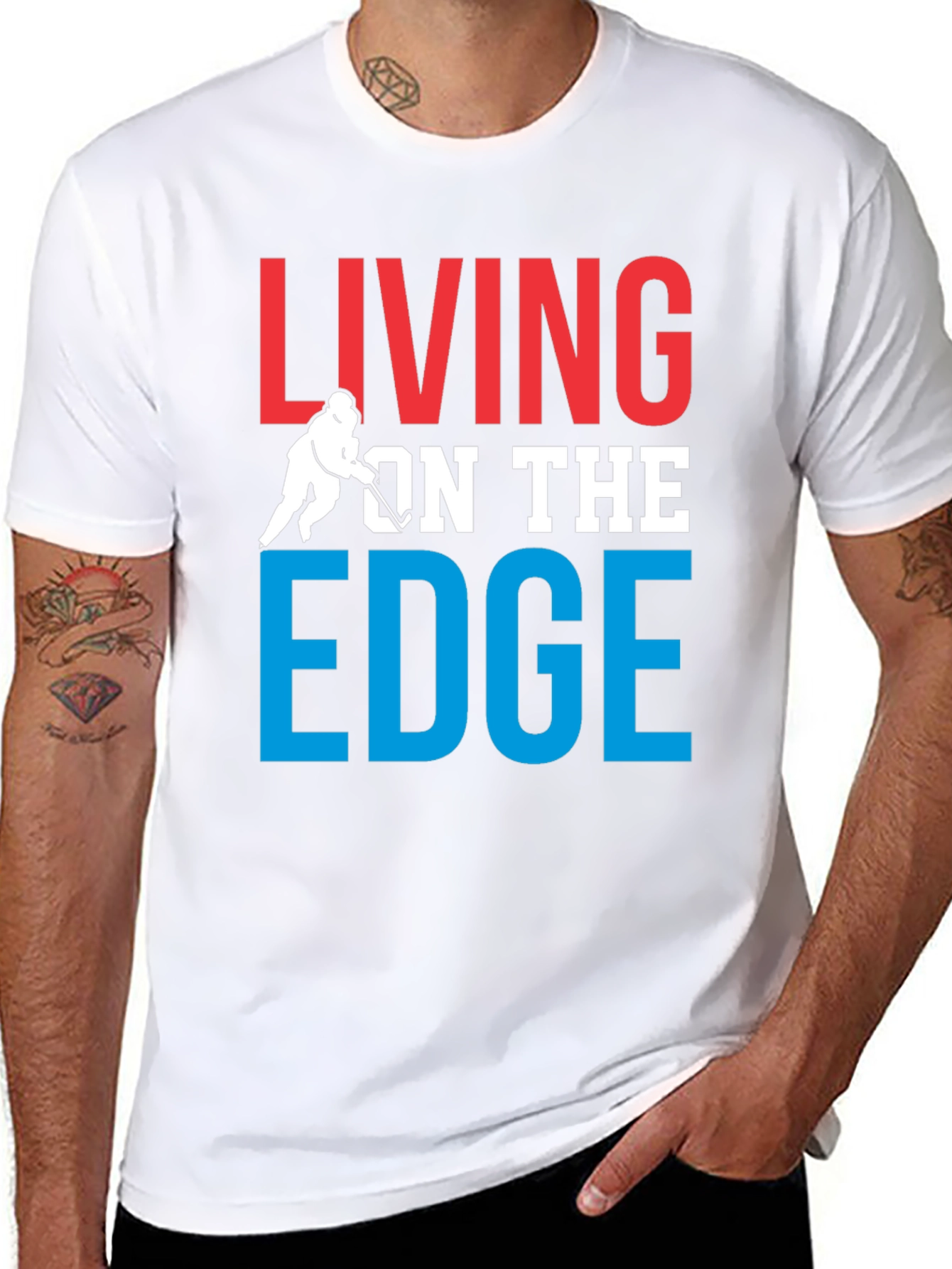 Living On The Edge Hockey Graphic T-Shirt