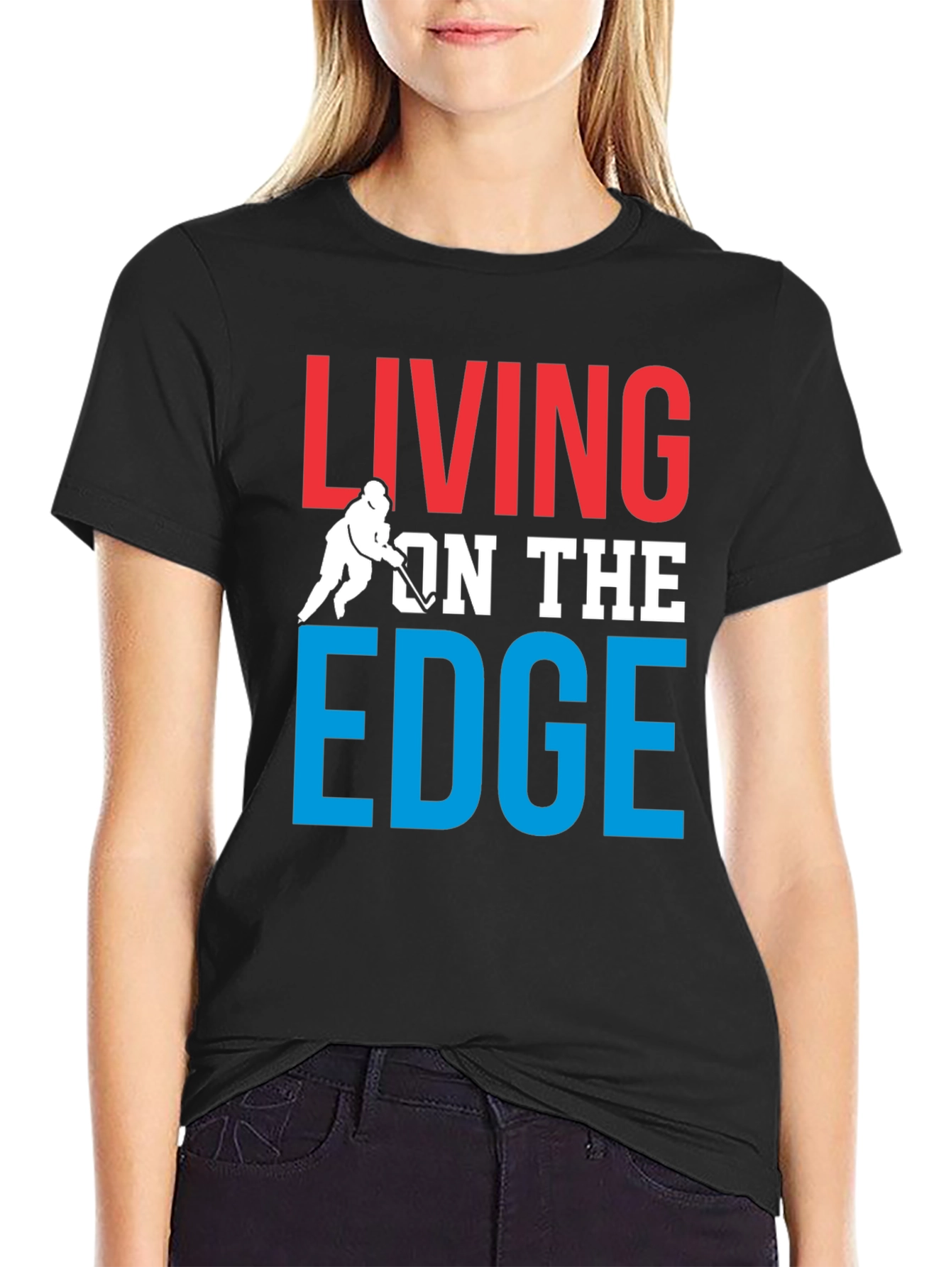 Living On The Edge Hockey Graphic T-Shirt