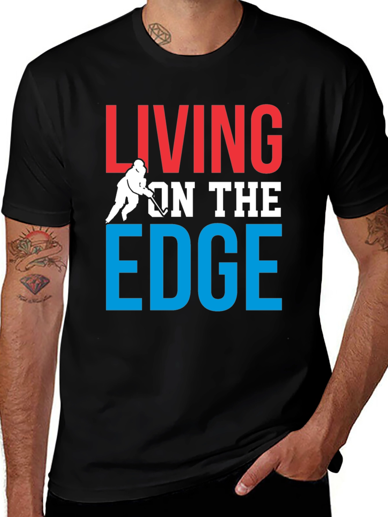 Living On The Edge Hockey Graphic T-Shirt
