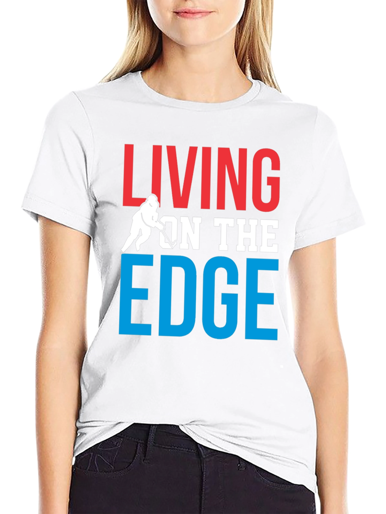 Living On The Edge Hockey Graphic T-Shirt