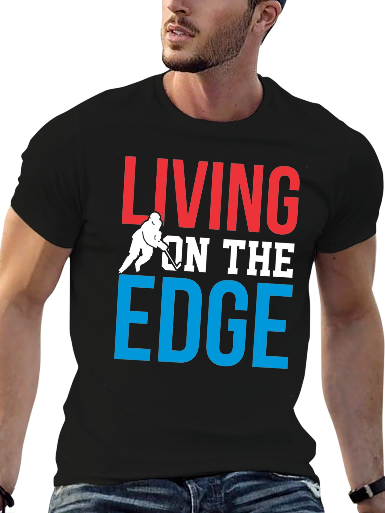Living On The Edge Hockey Graphic T-Shirt