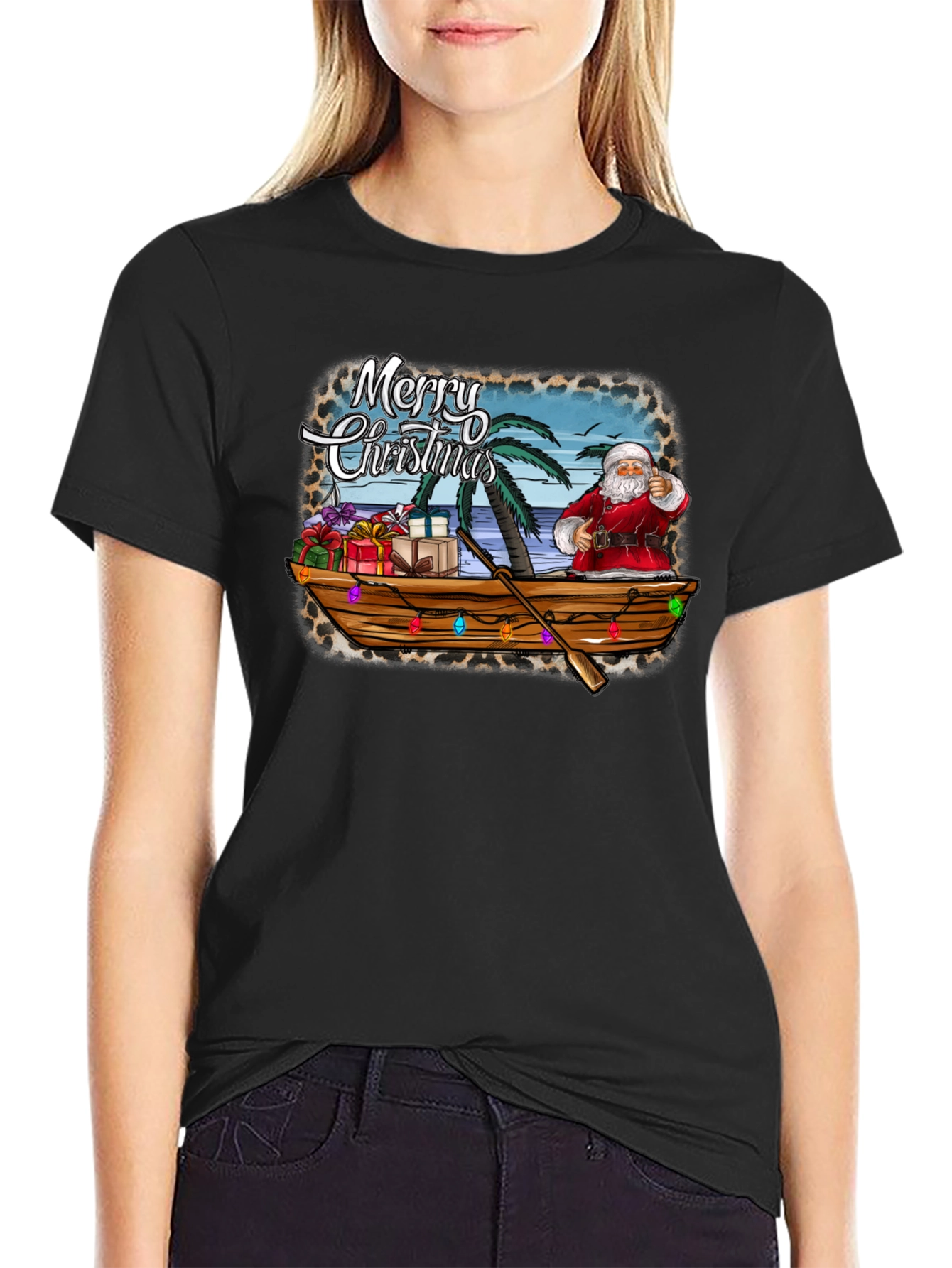 Tropical Santa Merry Christmas T-Shirt