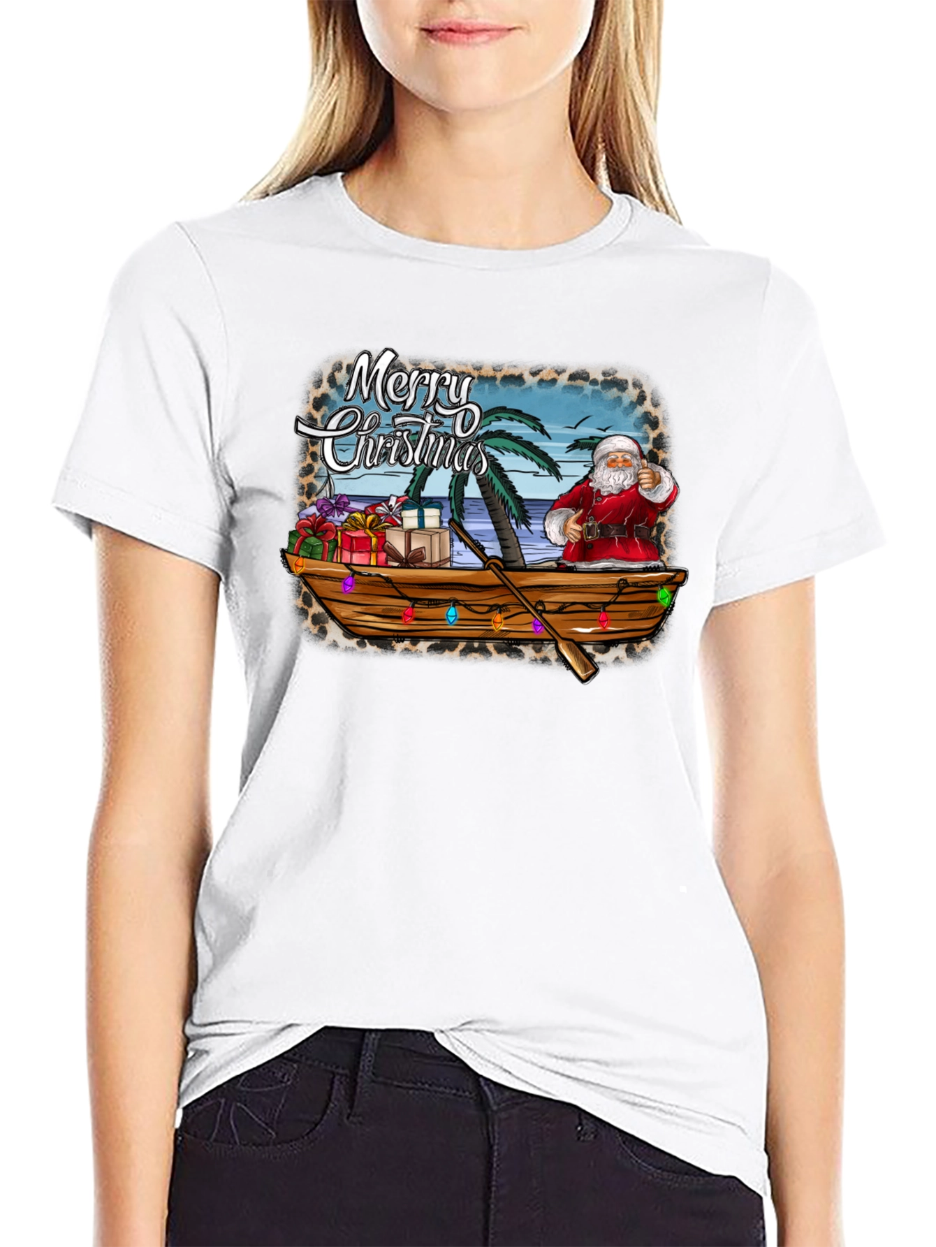 Tropical Santa Merry Christmas T-Shirt