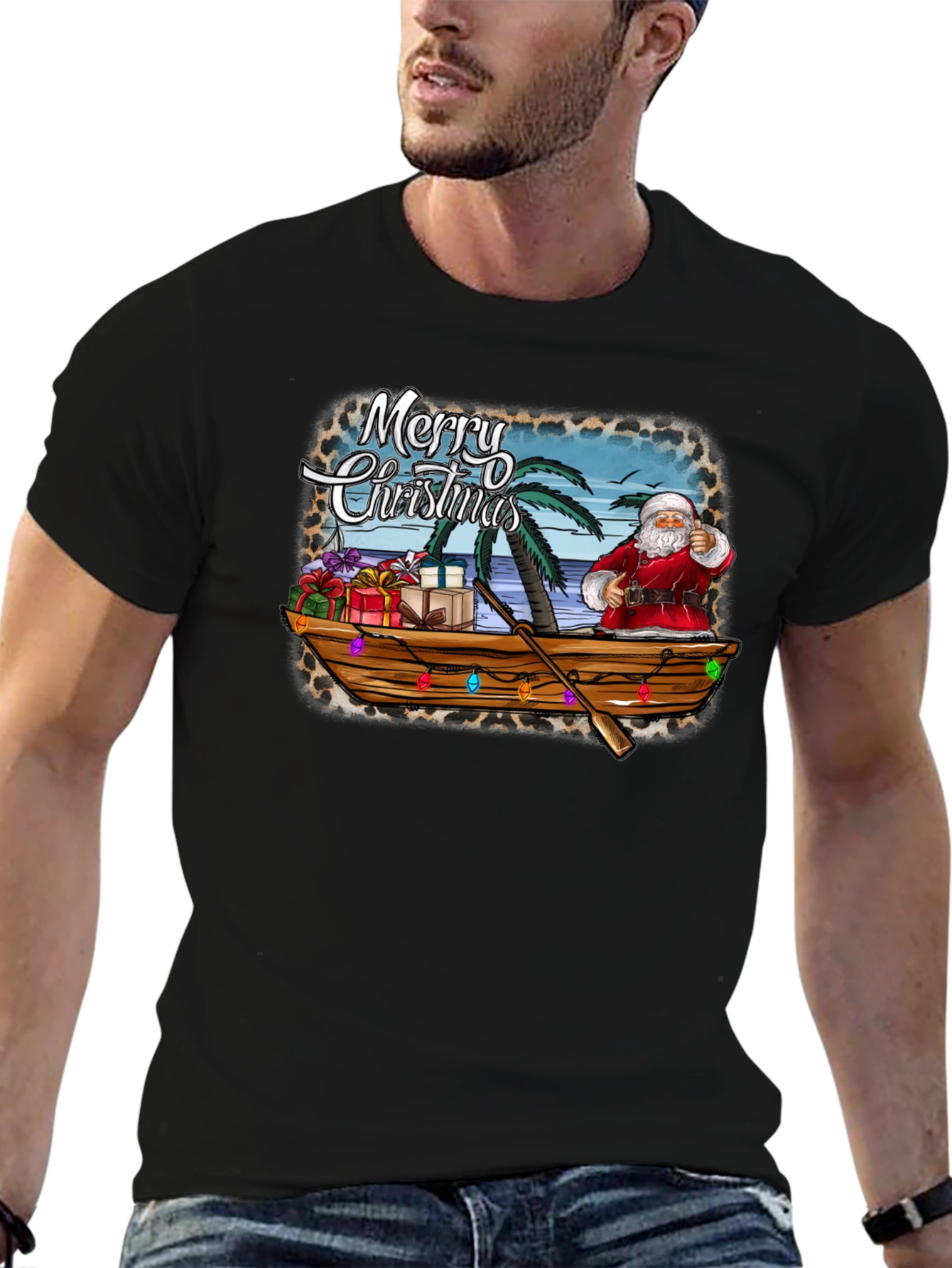 Tropical Santa Merry Christmas T-Shirt