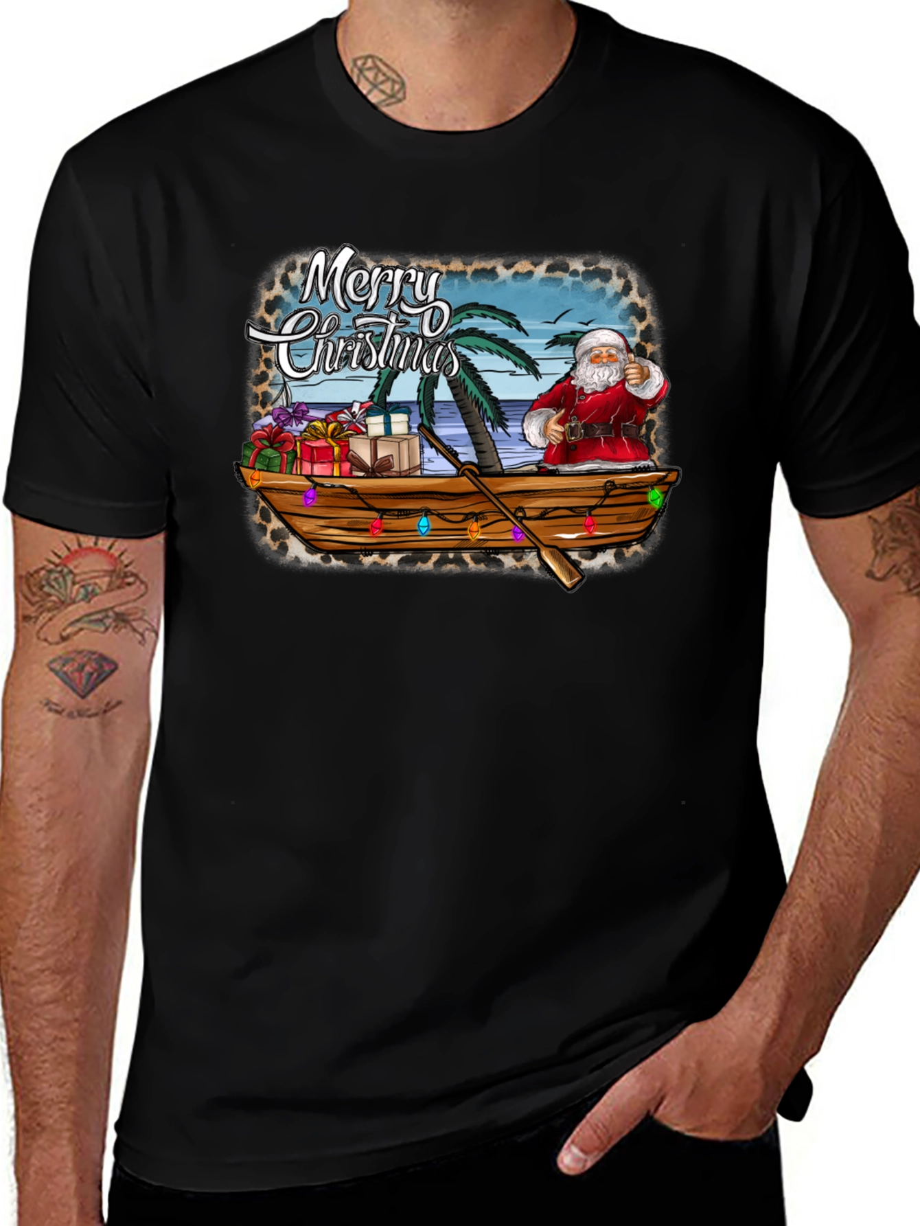 Tropical Santa Merry Christmas T-Shirt