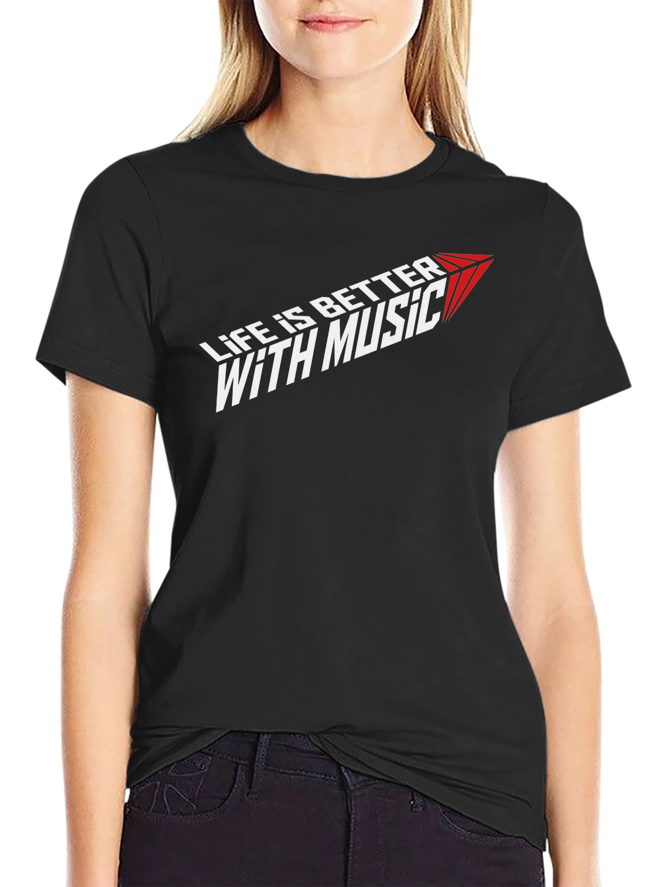 Life is Better with Music Graphic Tee - Black