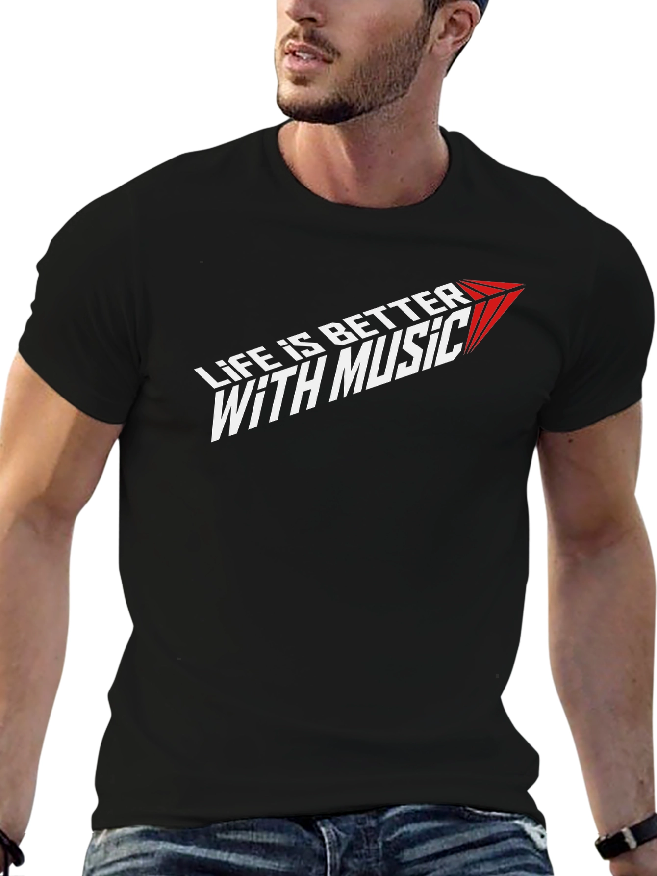 Life is Better with Music Graphic Tee - Black