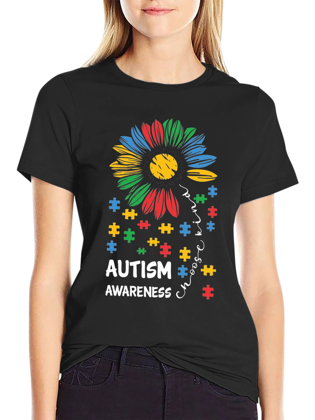 Autism Awareness Puzzle Flower T-Shirt