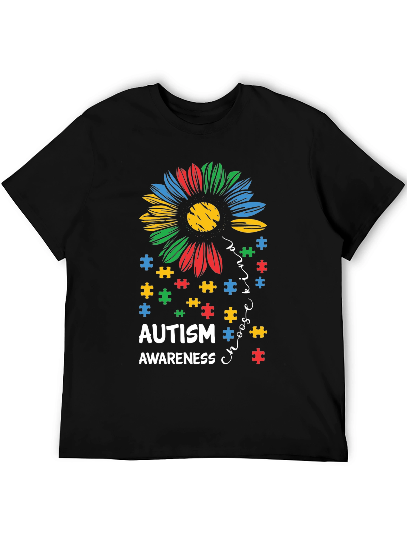 Autism Awareness Puzzle Flower T-Shirt
