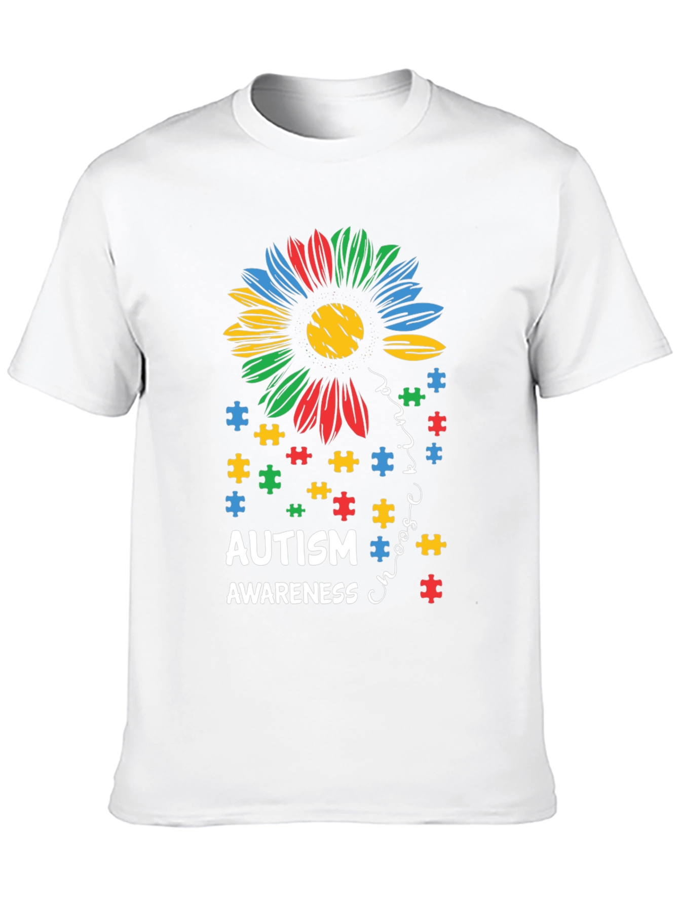 Autism Awareness Puzzle Flower T-Shirt